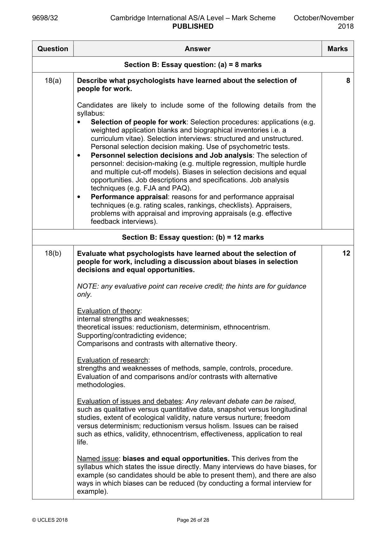 Mark scheme, page 26 of 28