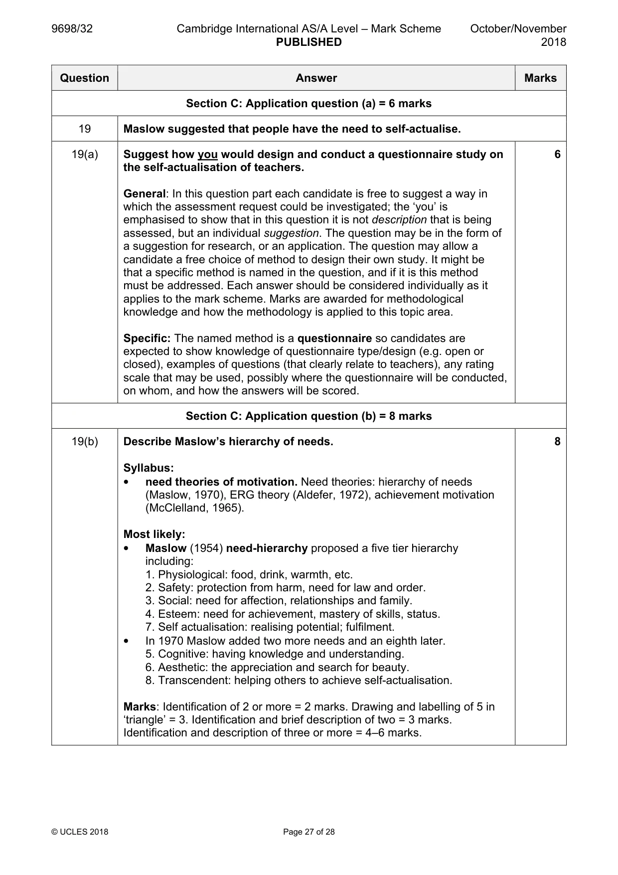 Mark scheme, page 27 of 28