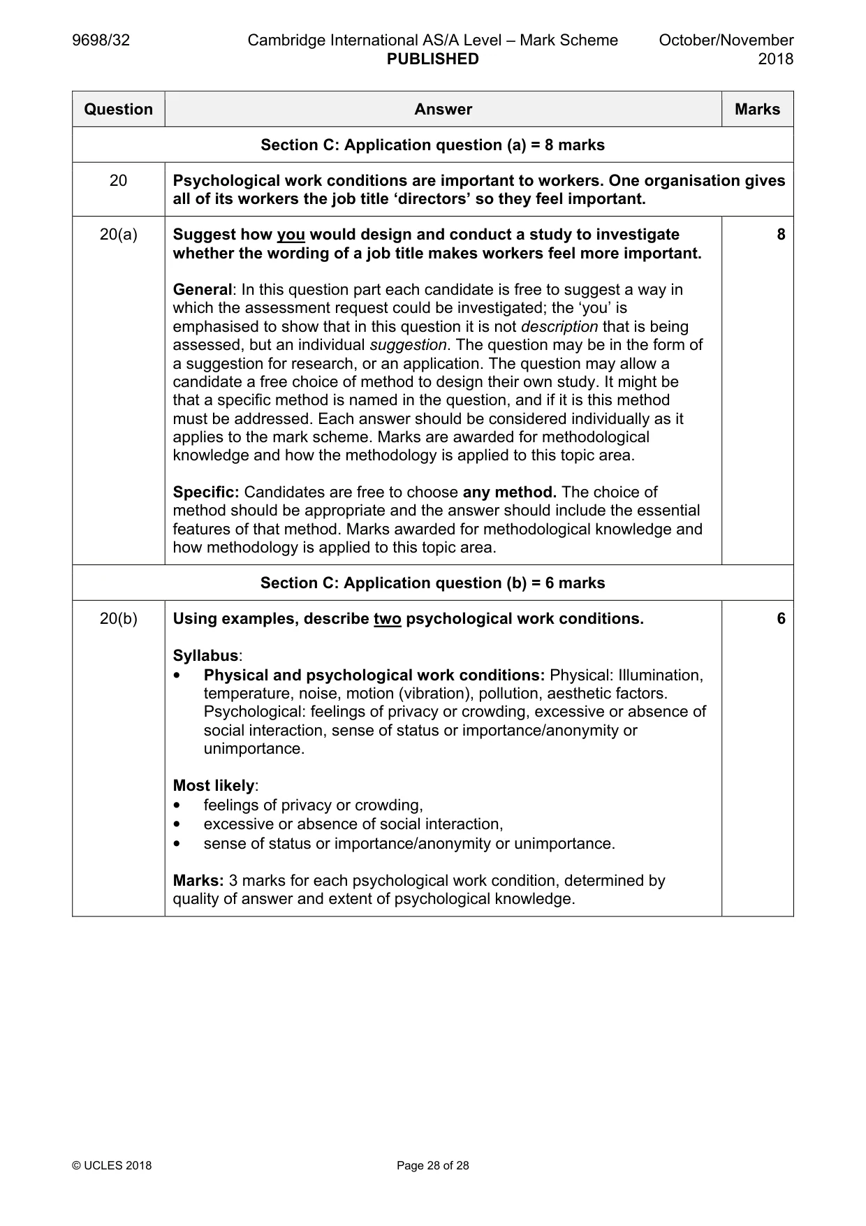 Mark scheme, page 28 of 28
