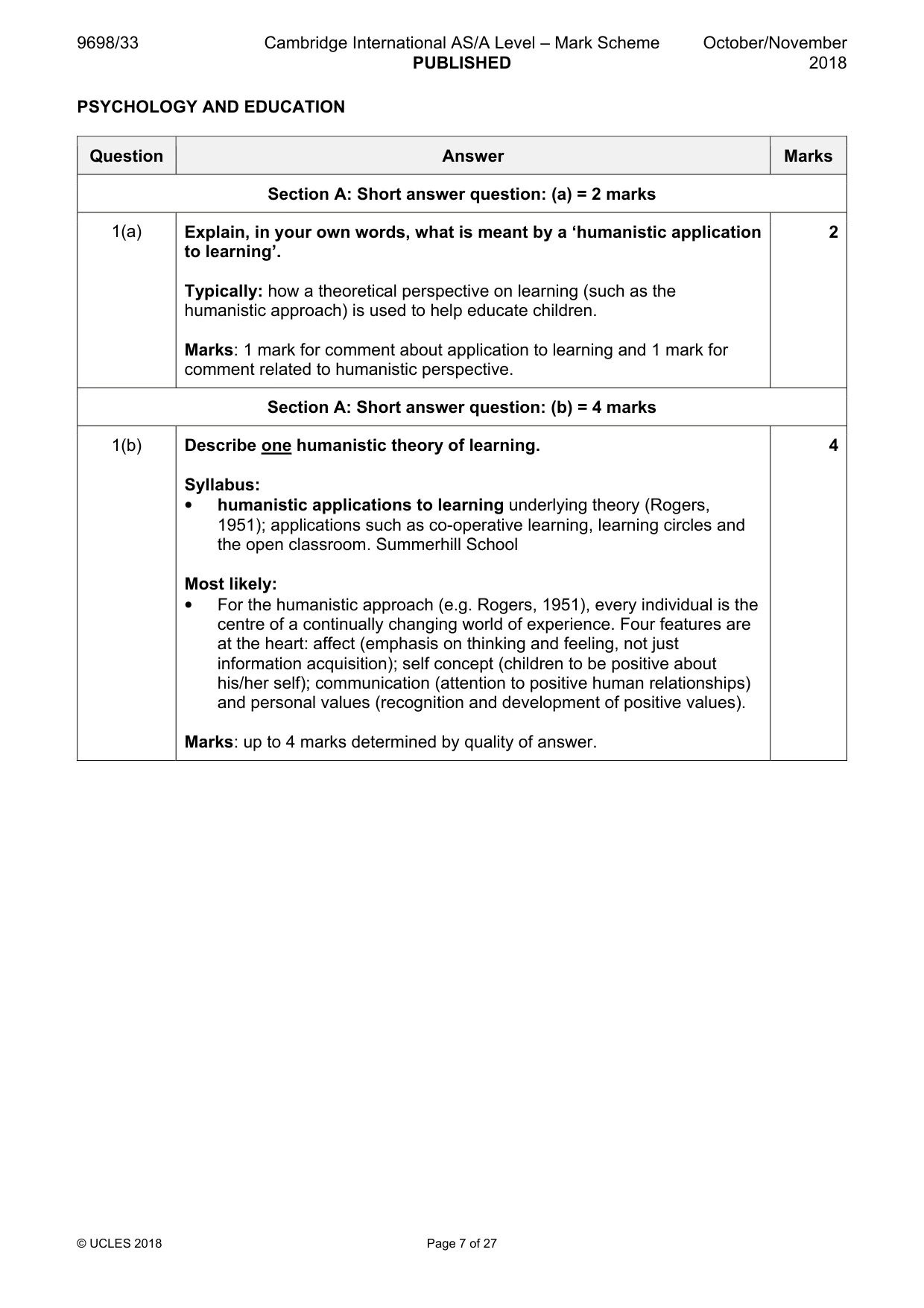 Mark scheme, page 7 of 27