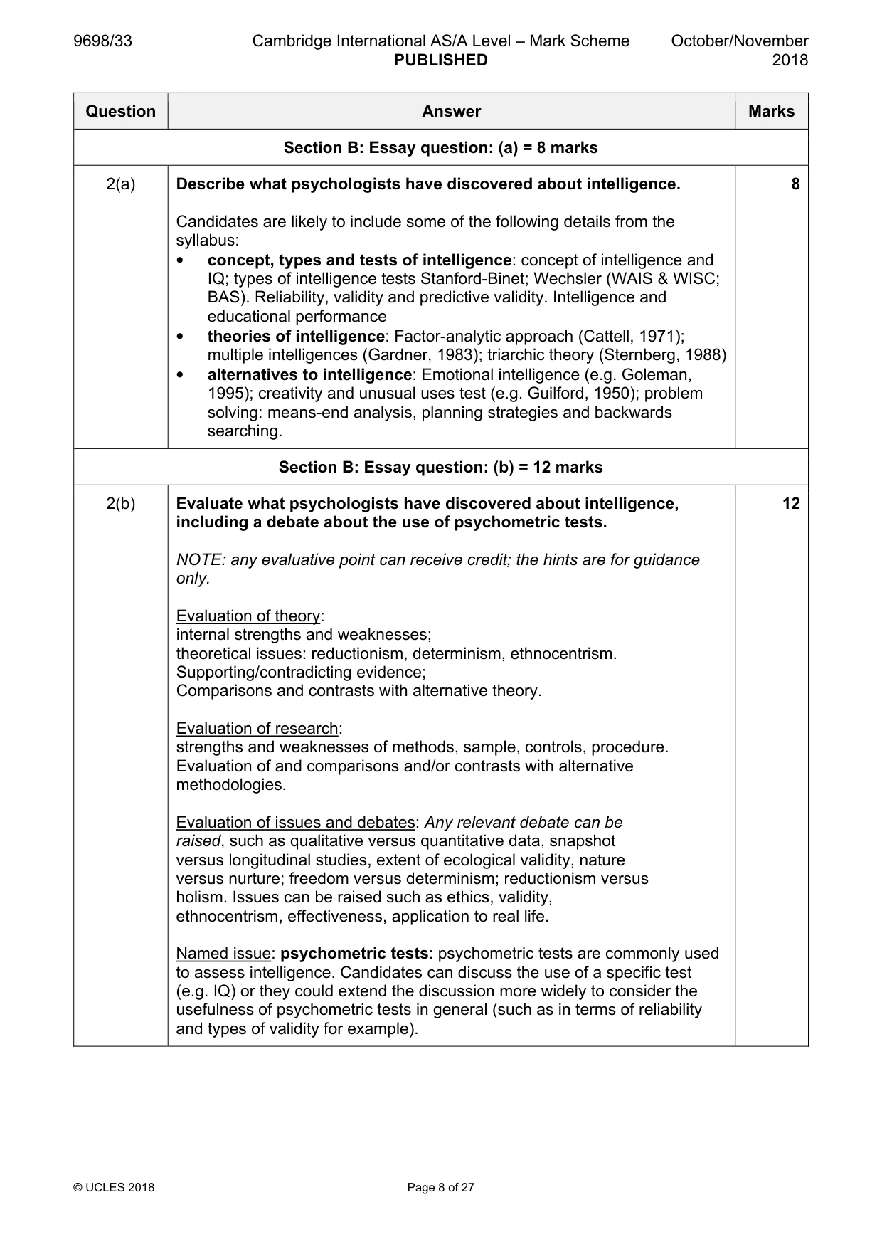 Mark scheme, page 8 of 27
