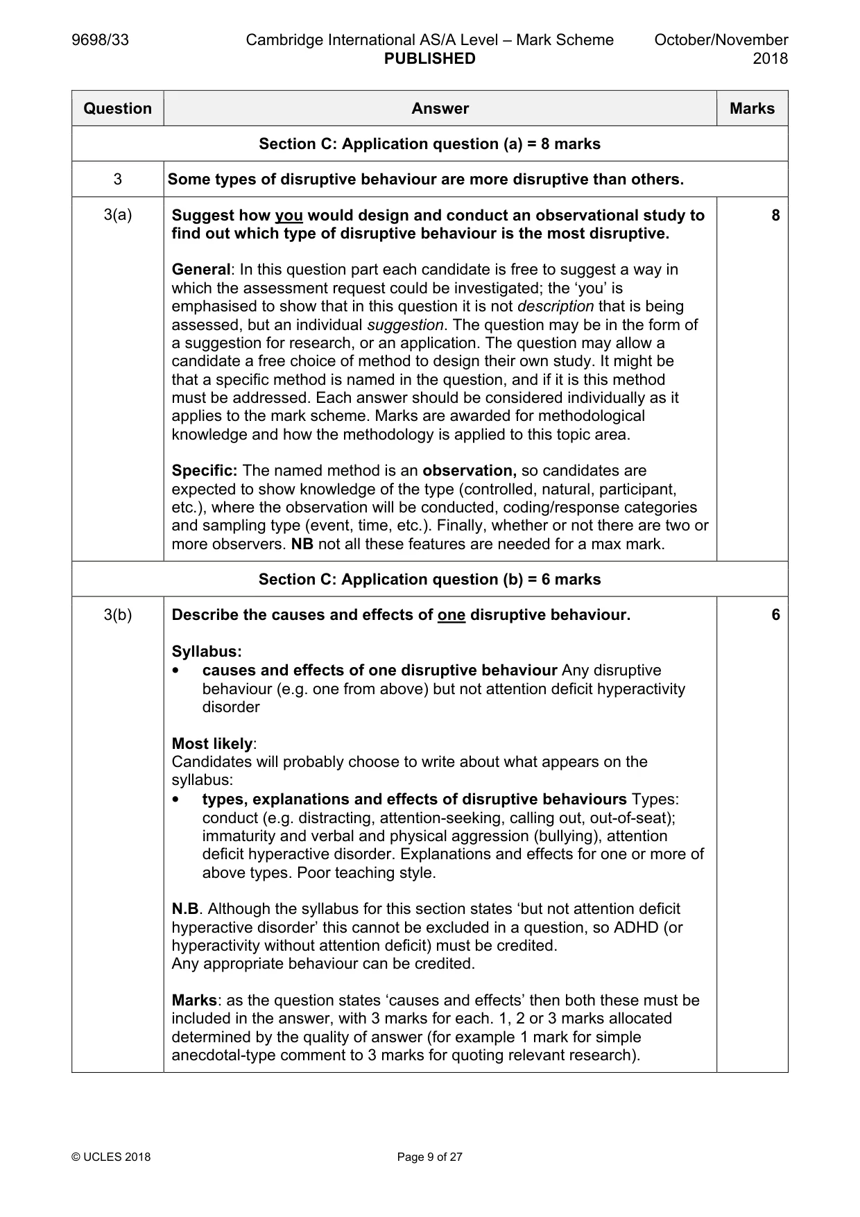 Mark scheme, page 9 of 27