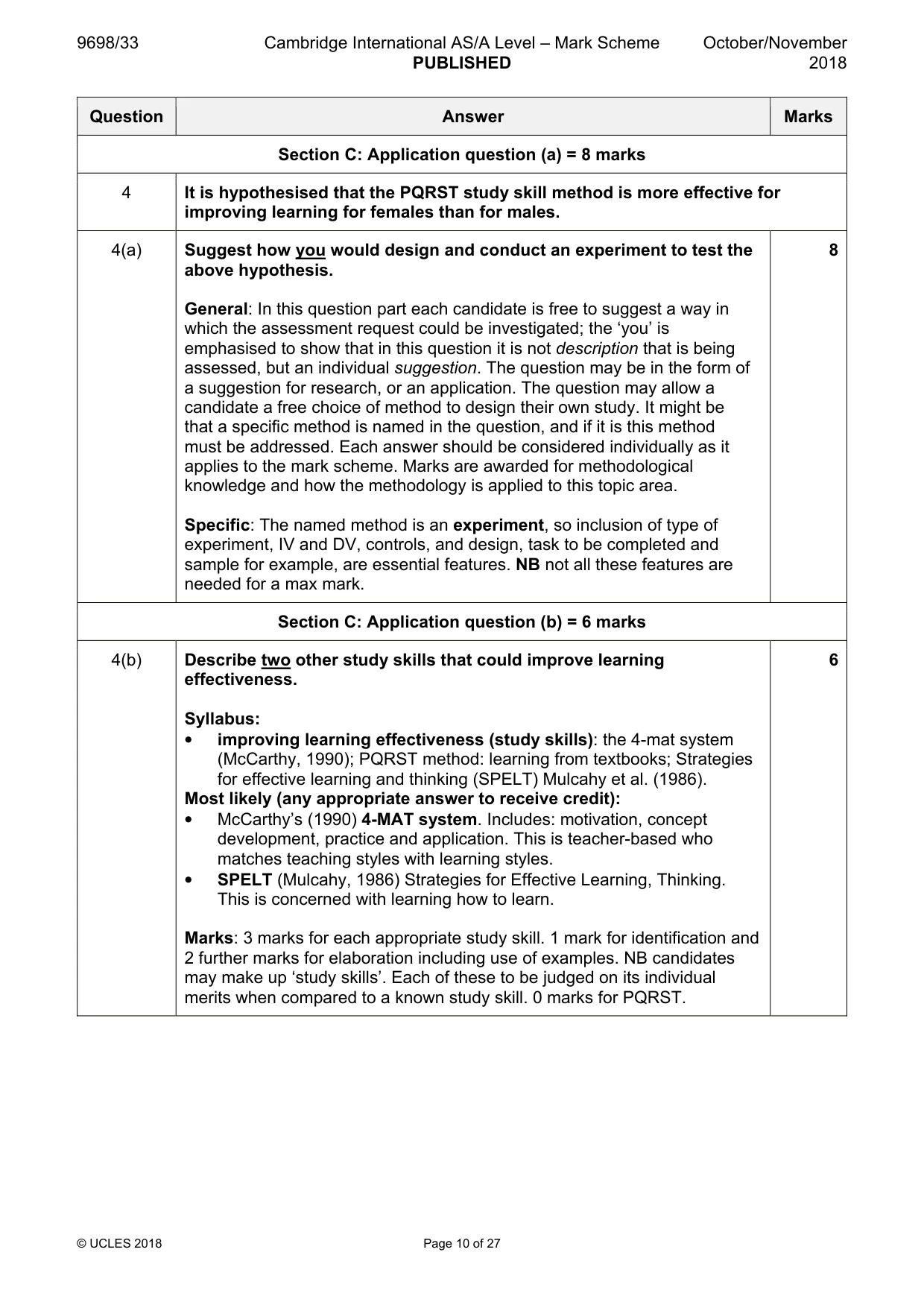 Mark scheme, page 10 of 27