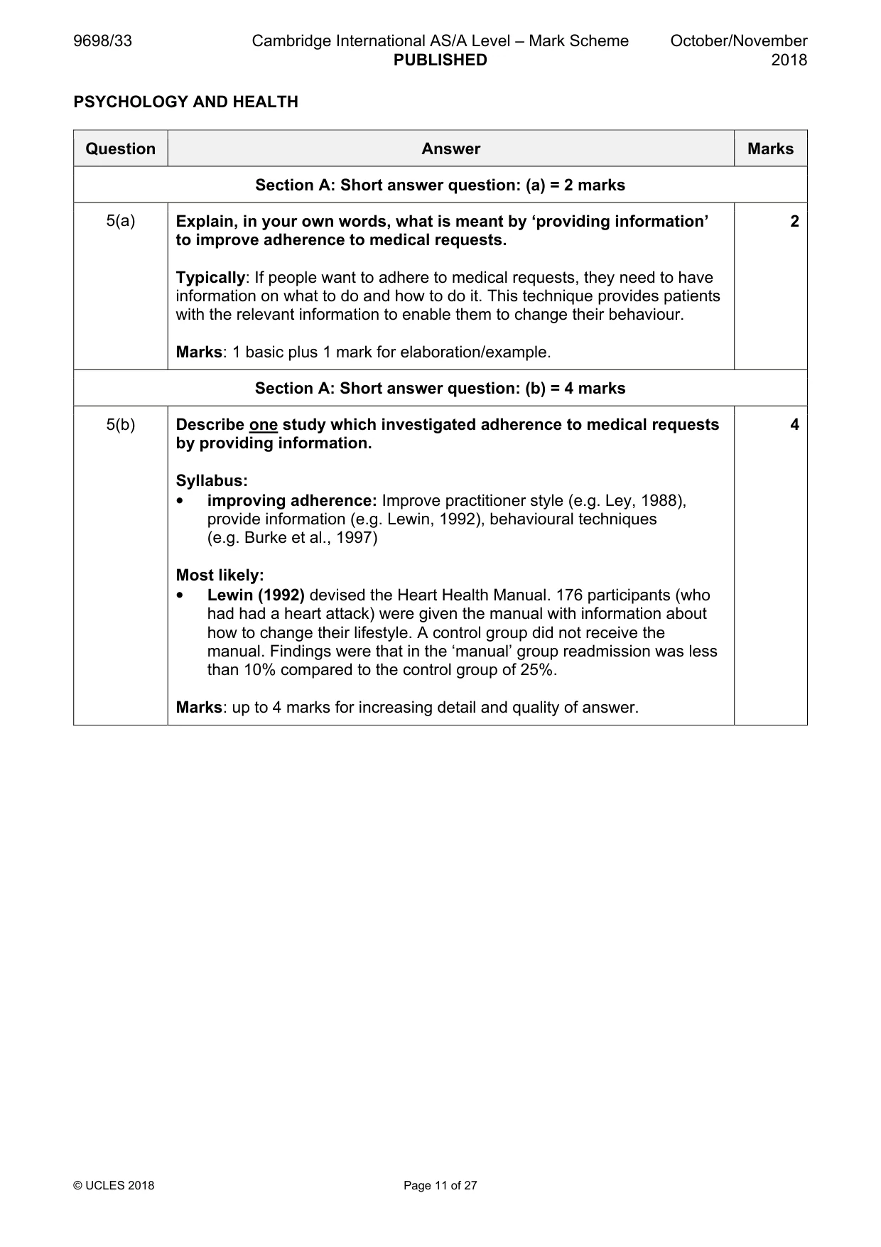 Mark scheme, page 11 of 27