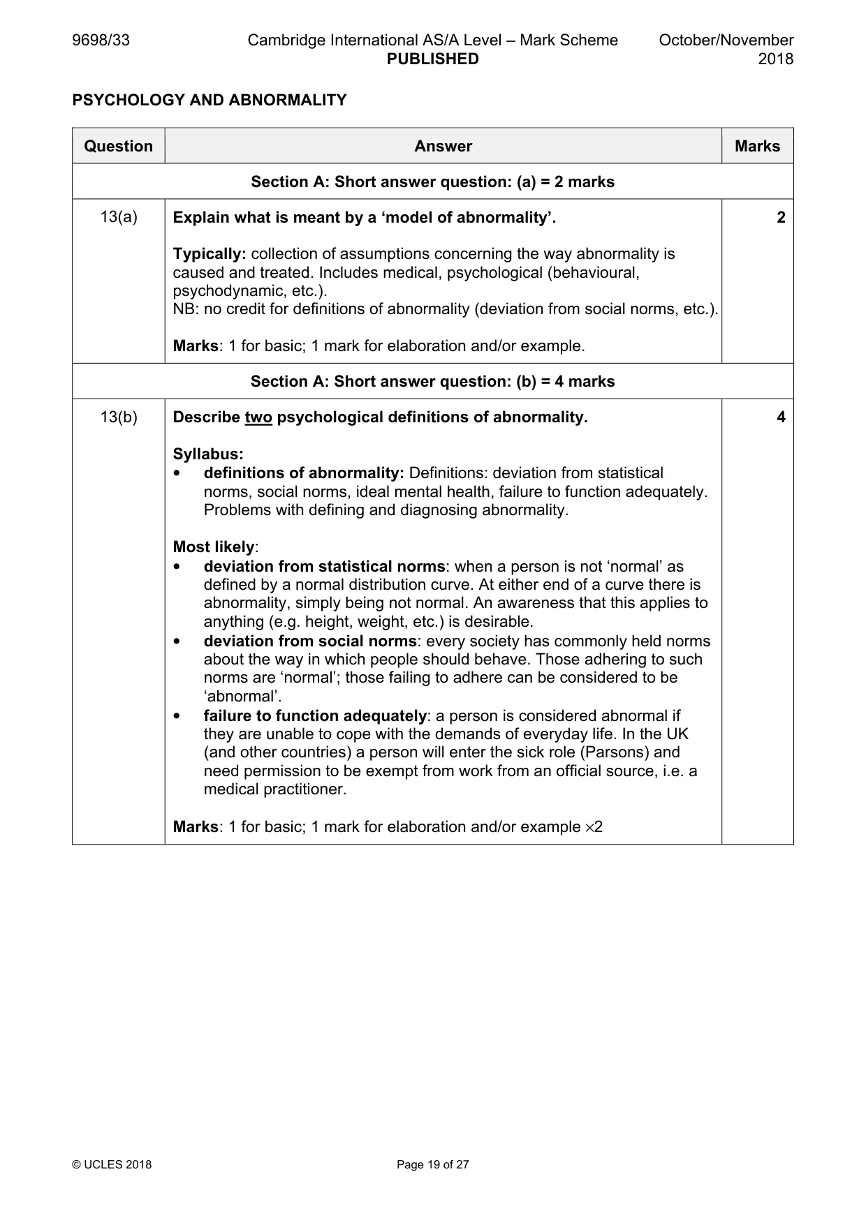 Mark scheme, page 19 of 27