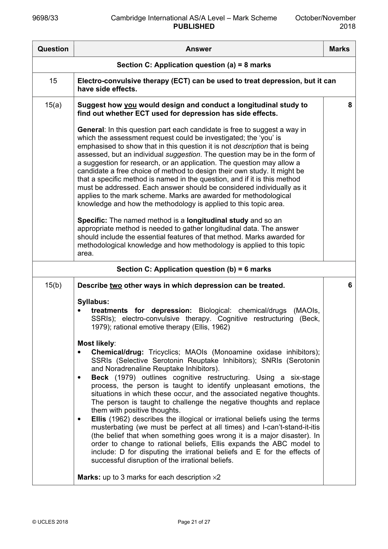 Mark scheme, page 21 of 27