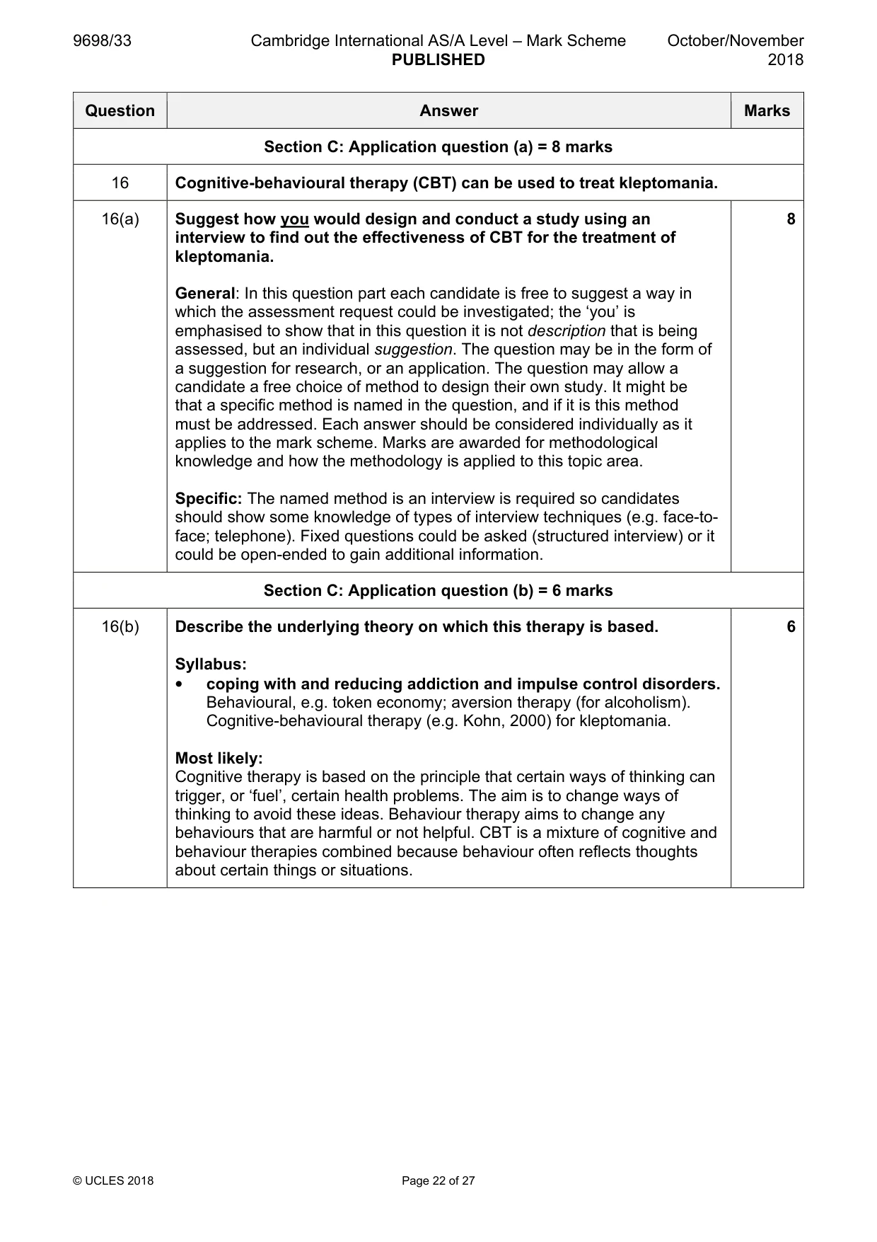 Mark scheme, page 22 of 27
