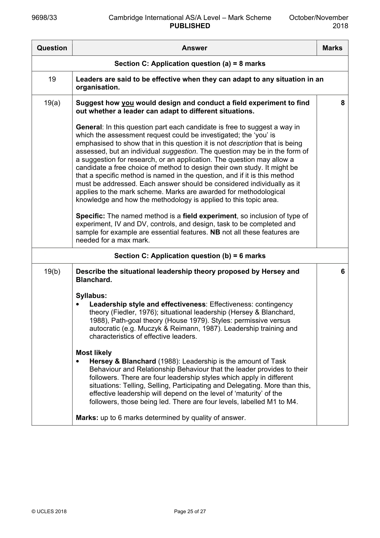 Mark scheme, page 25 of 27