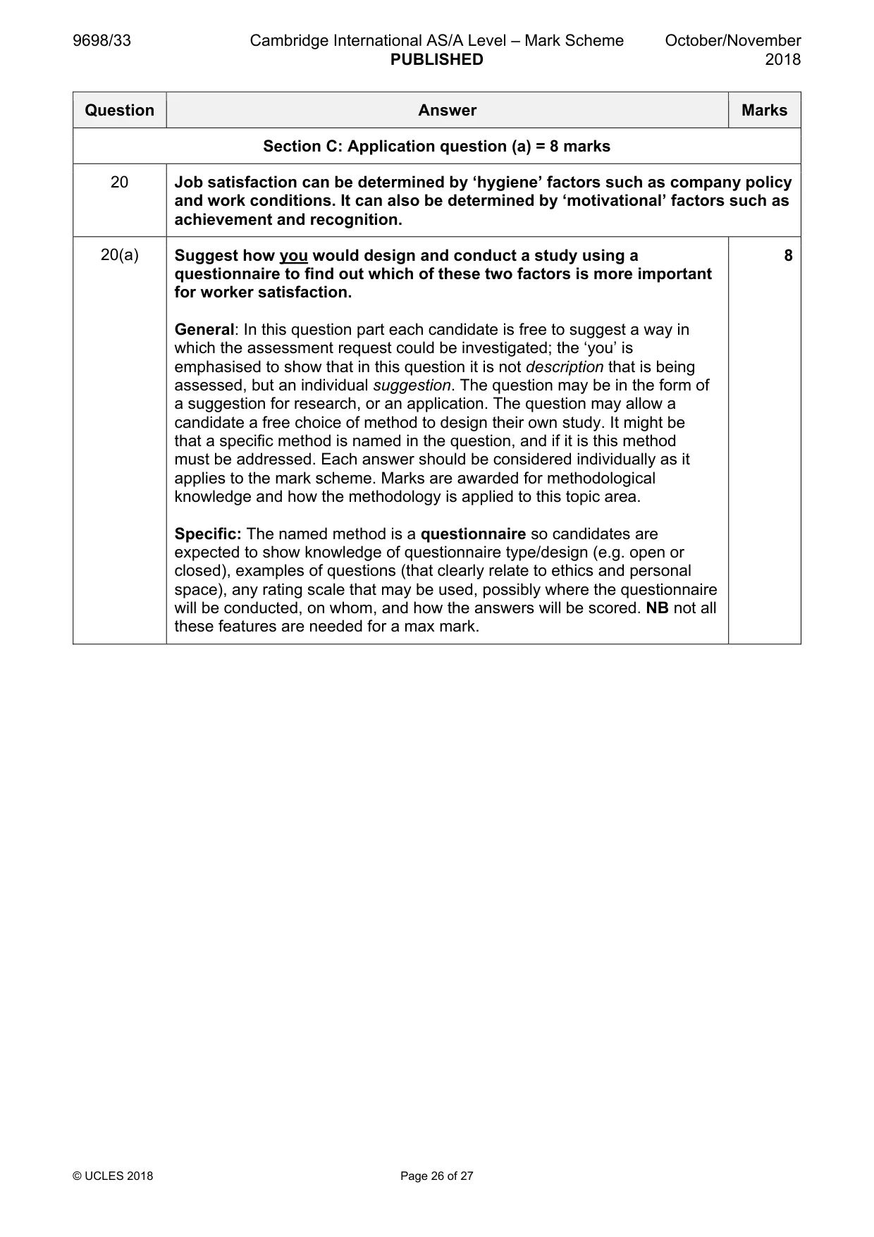 Mark scheme, page 26 of 27