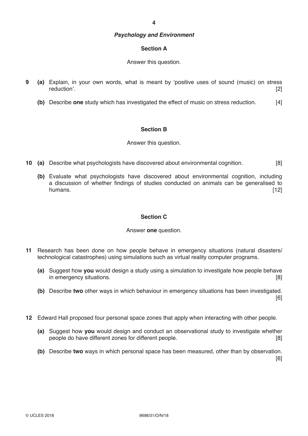 Cambridge A Level Psychology 9698 2018 Oct/Nov Paper 3 · Variant 1 question paper, page 4 of 8