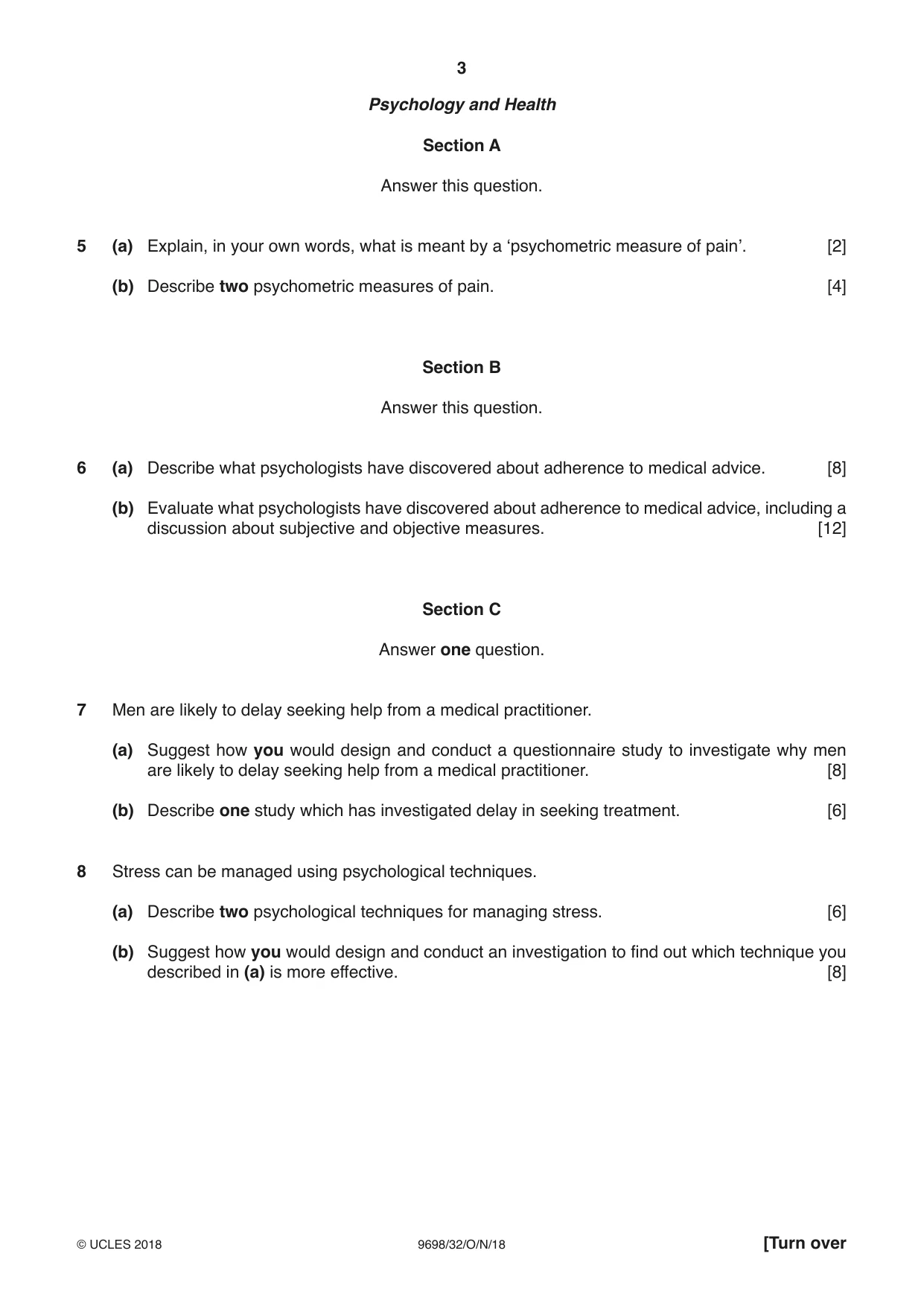 Cambridge A Level Psychology 9698 2018 Oct/Nov Paper 3 · Variant 2 question paper, page 3 of 8