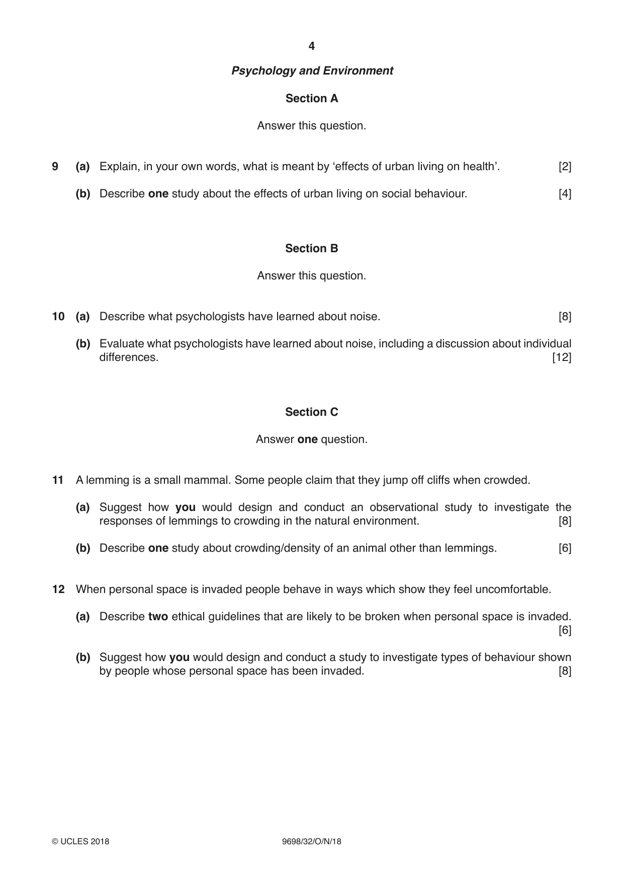 Cambridge A Level Psychology 9698 2018 Oct/Nov Paper 3 · Variant 2 question paper, page 4 of 8