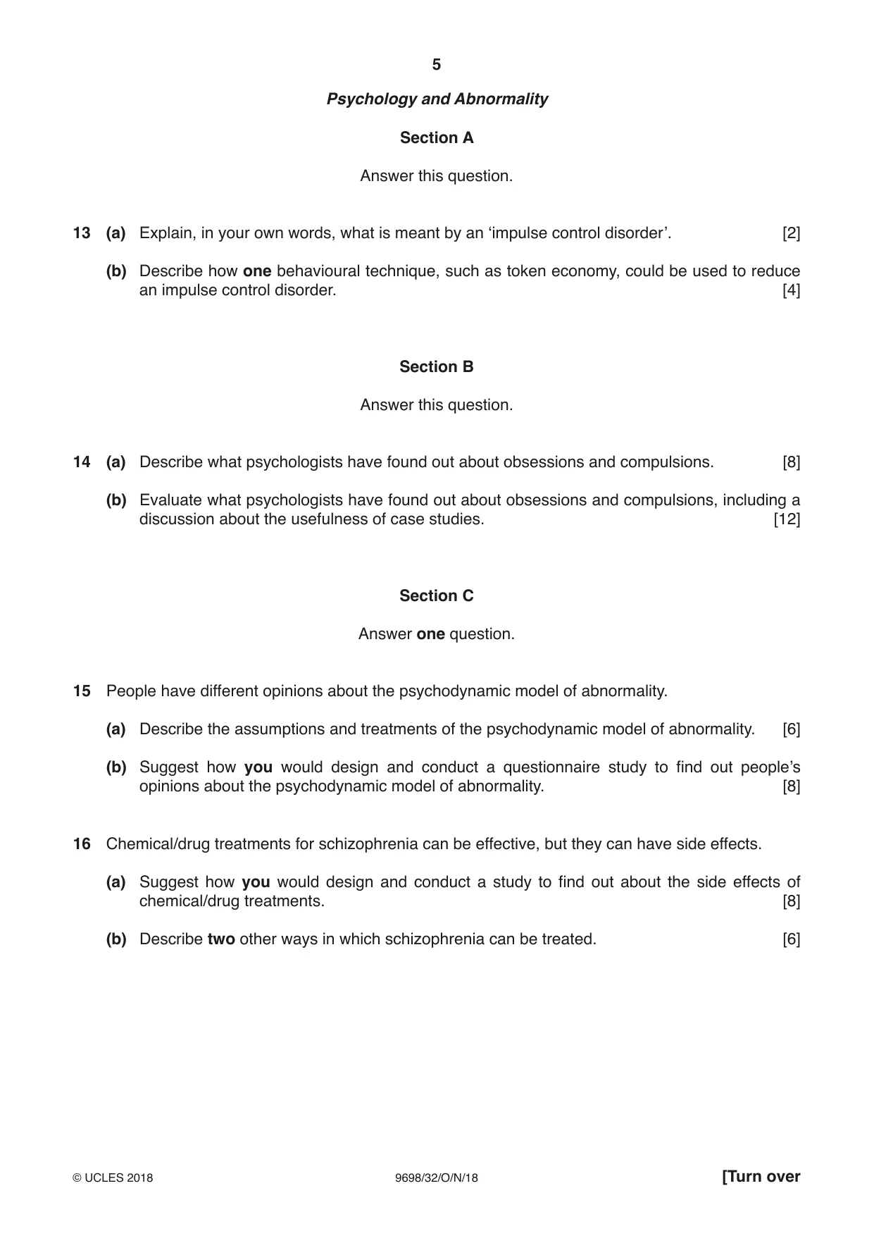 Cambridge A Level Psychology 9698 2018 Oct/Nov Paper 3 · Variant 2 question paper, page 5 of 8
