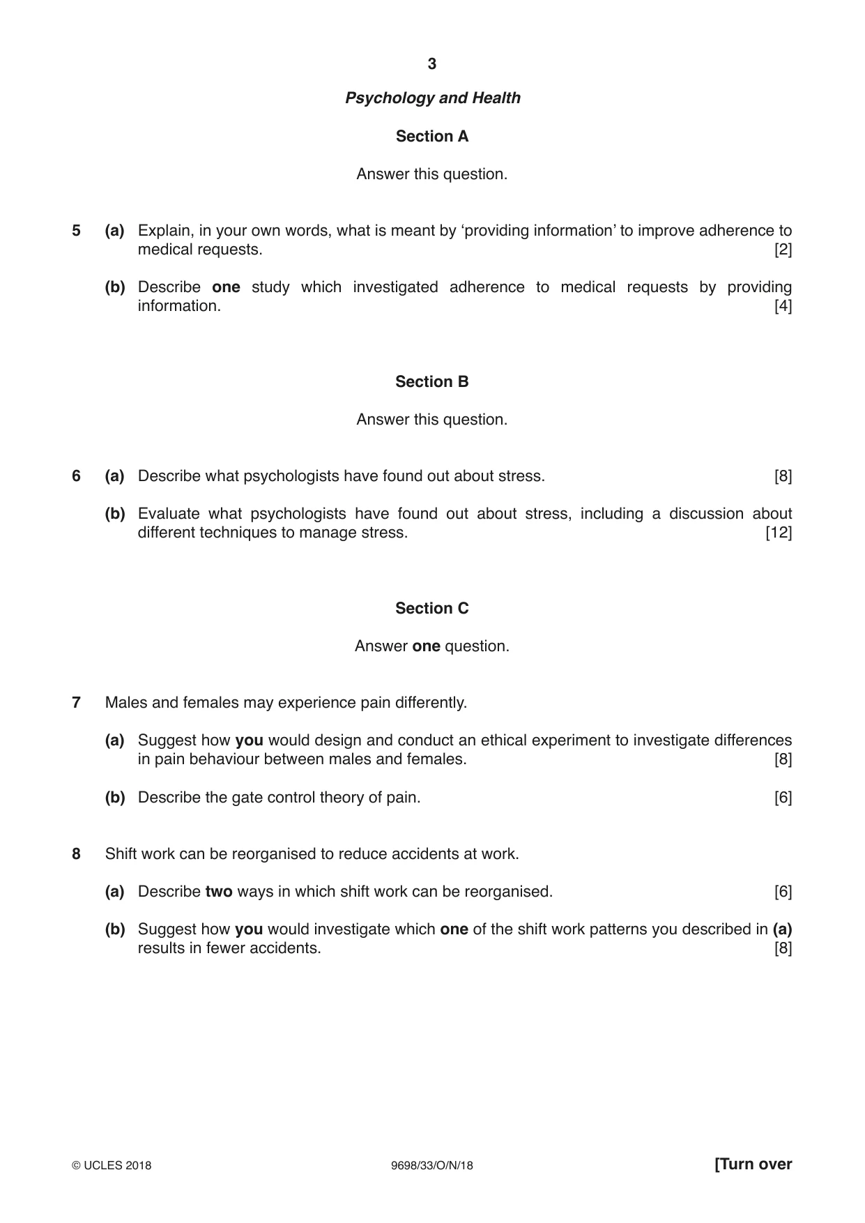 Cambridge A Level Psychology 9698 2018 Oct/Nov Paper 3 · Variant 3 question paper, page 3 of 8