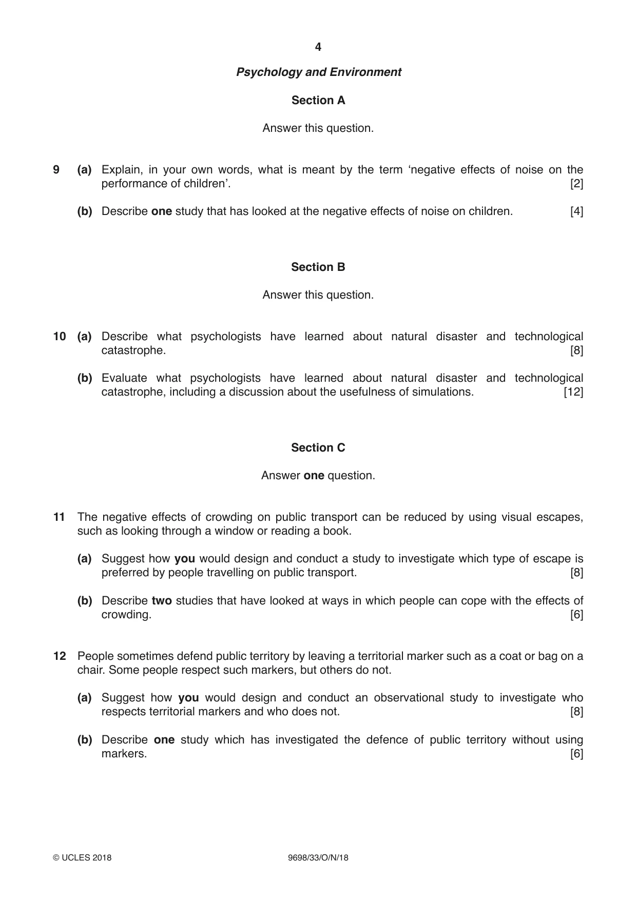 Cambridge A Level Psychology 9698 2018 Oct/Nov Paper 3 · Variant 3 question paper, page 4 of 8