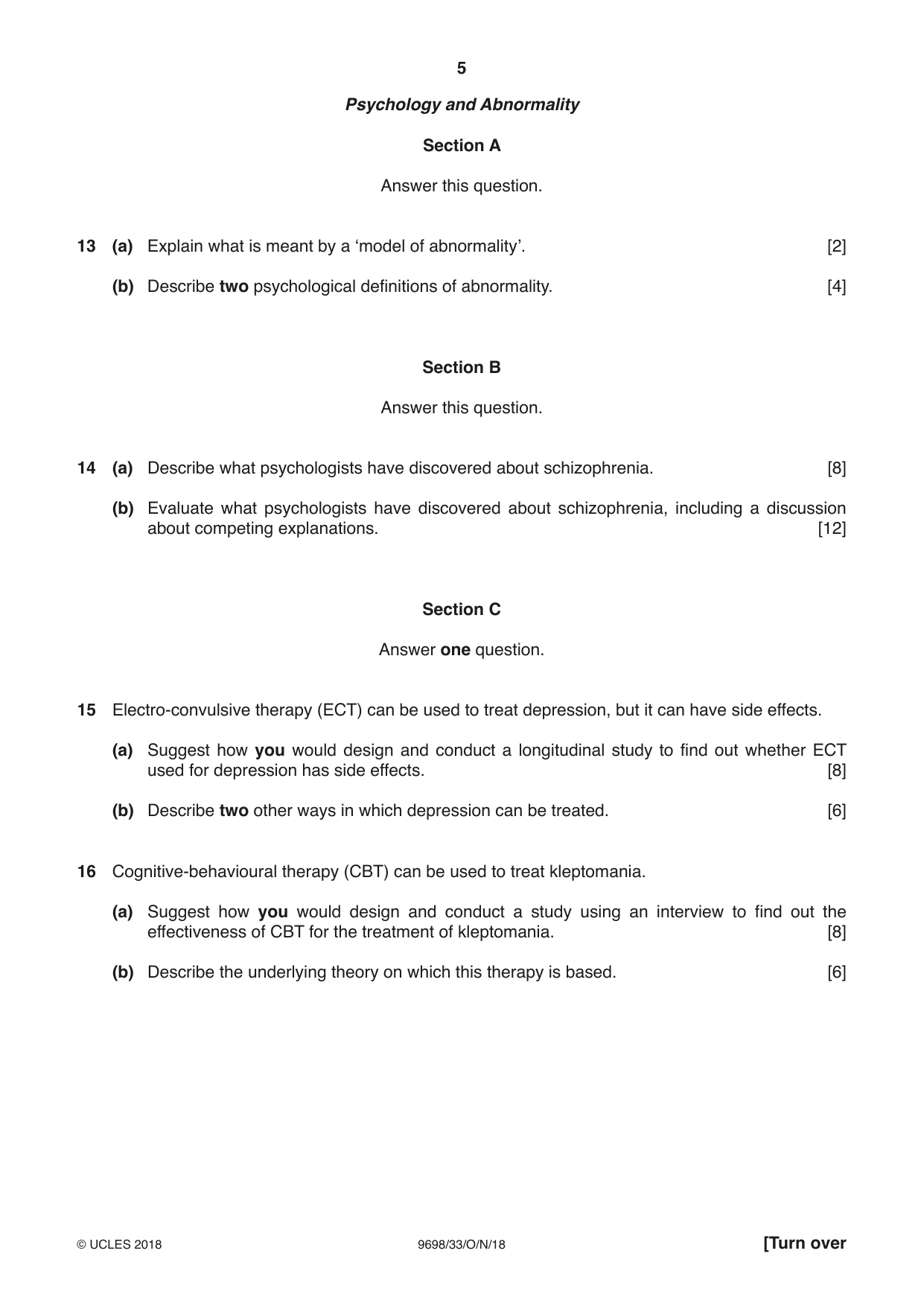 Cambridge A Level Psychology 9698 2018 Oct/Nov Paper 3 · Variant 3 question paper, page 5 of 8