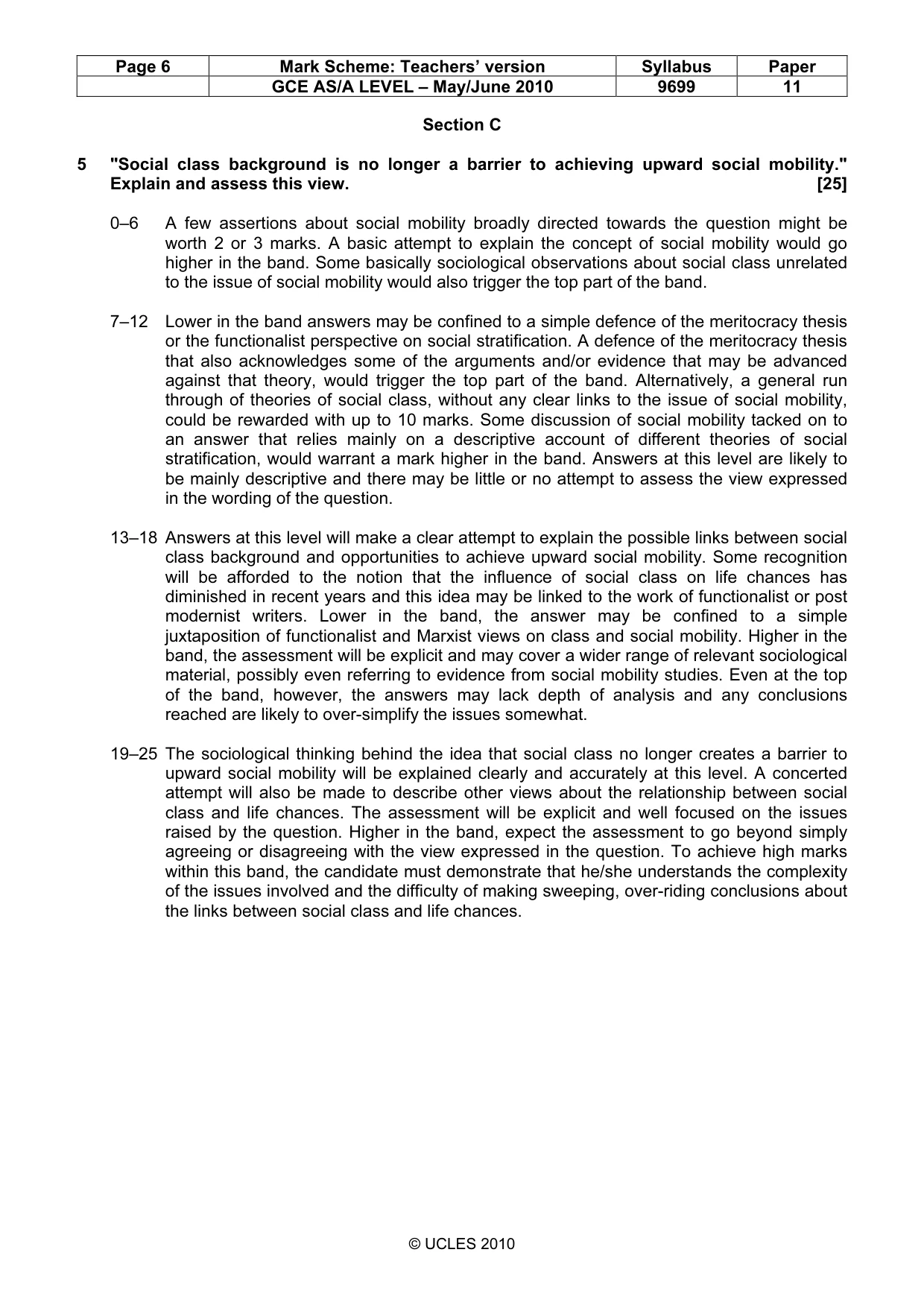 Mark scheme, page 6 of 7
