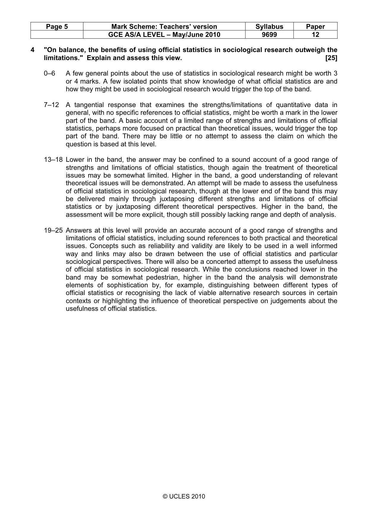 Mark scheme, page 5 of 7