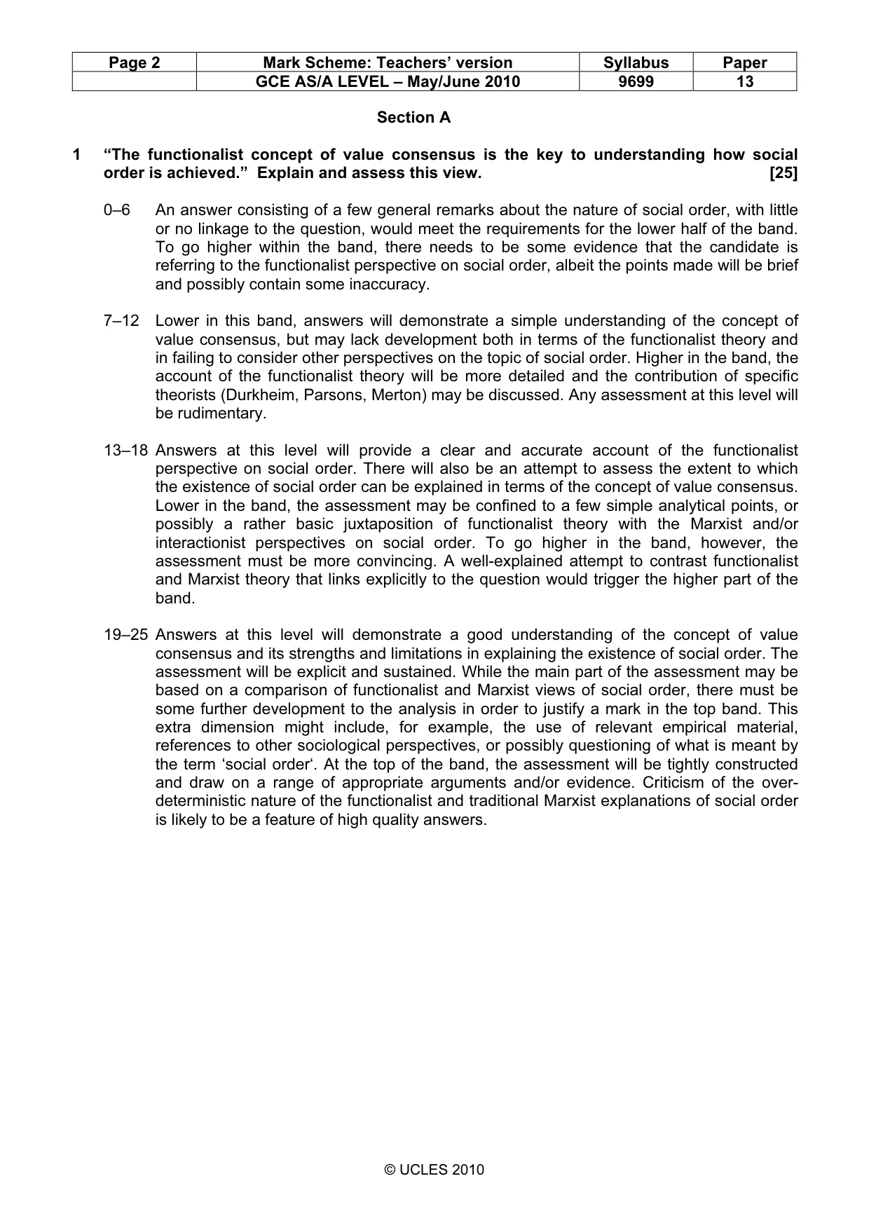 Mark scheme, page 2 of 5