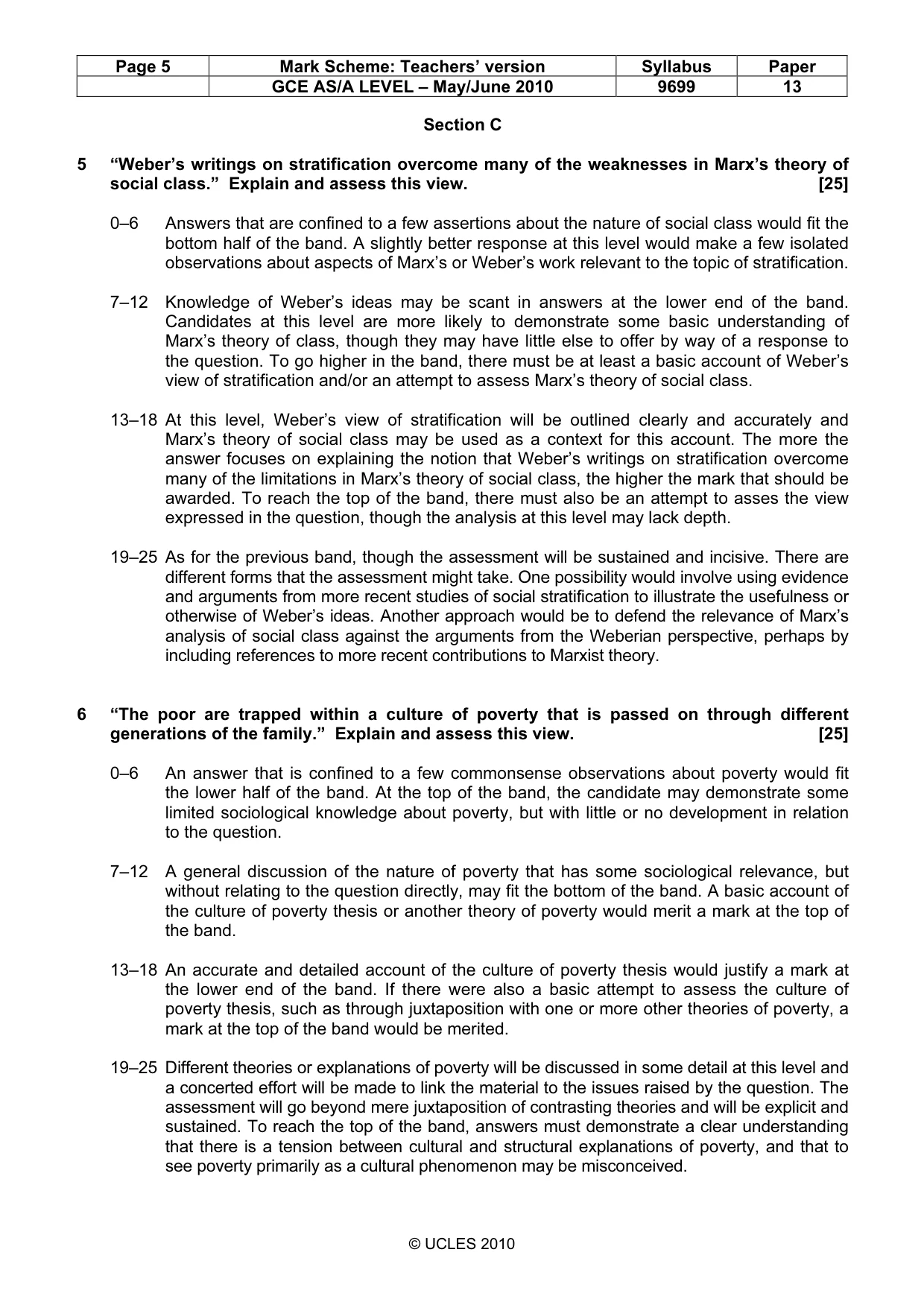 Mark scheme, page 5 of 5
