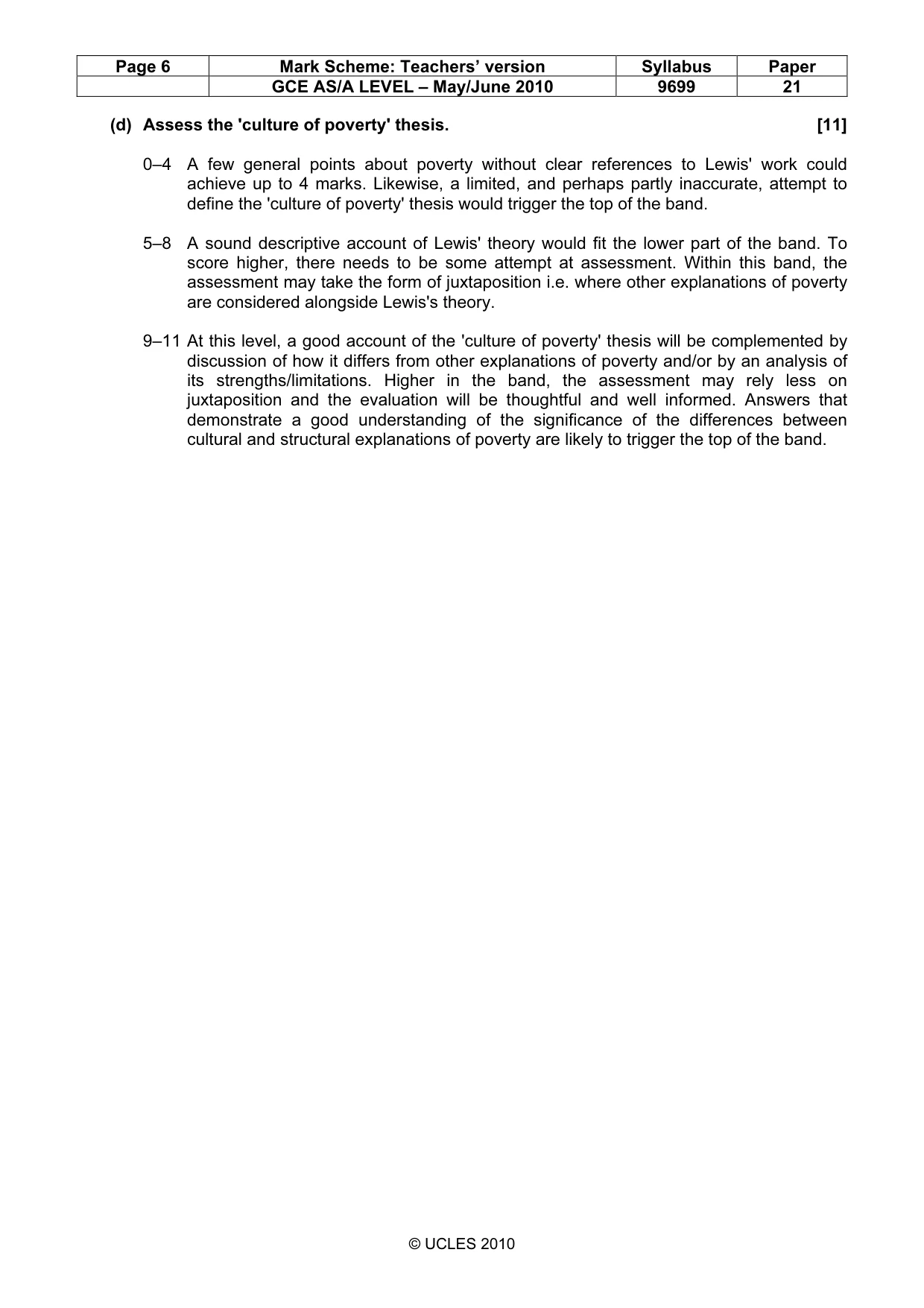 Mark scheme, page 6 of 6