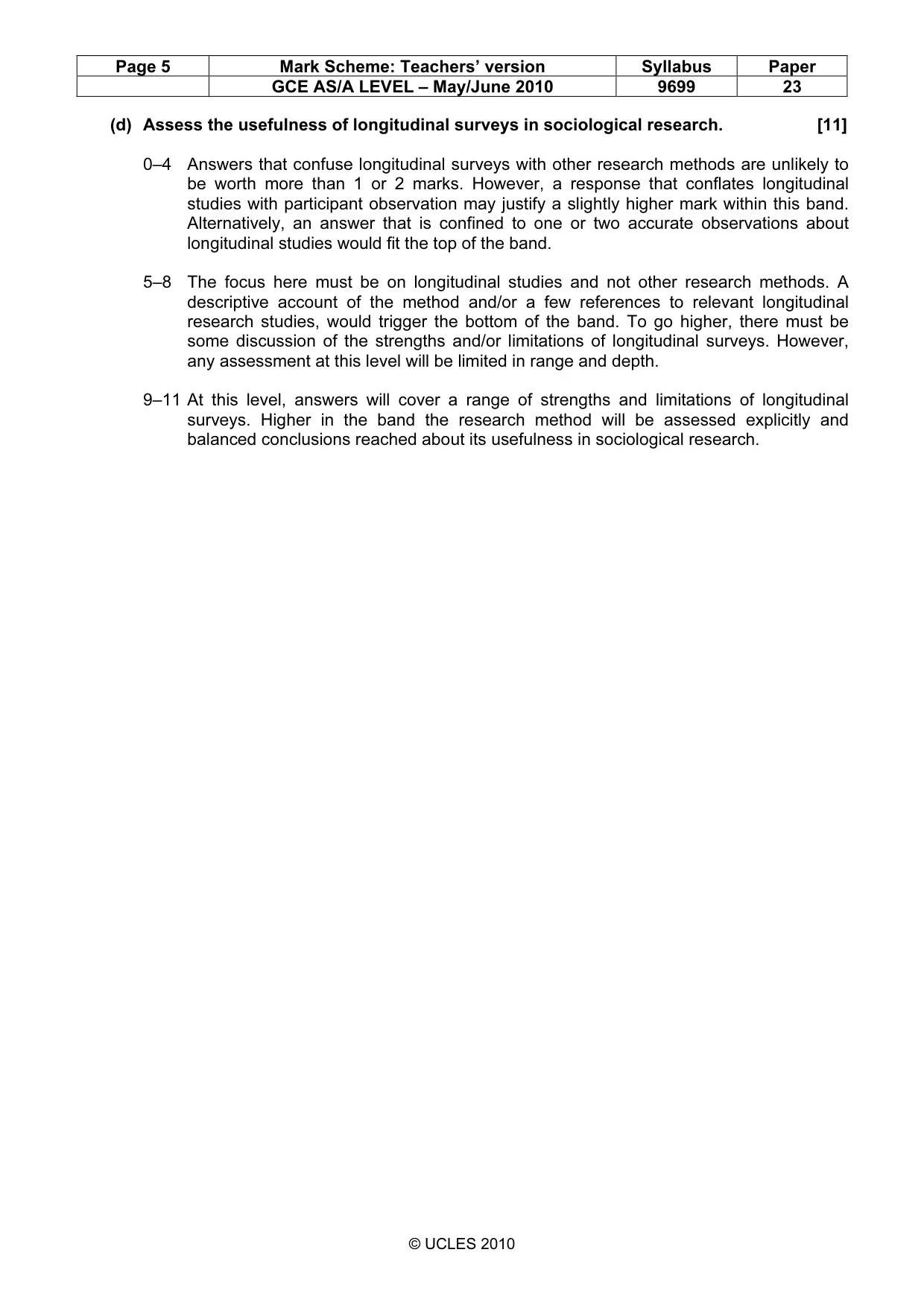 Mark scheme, page 5 of 7