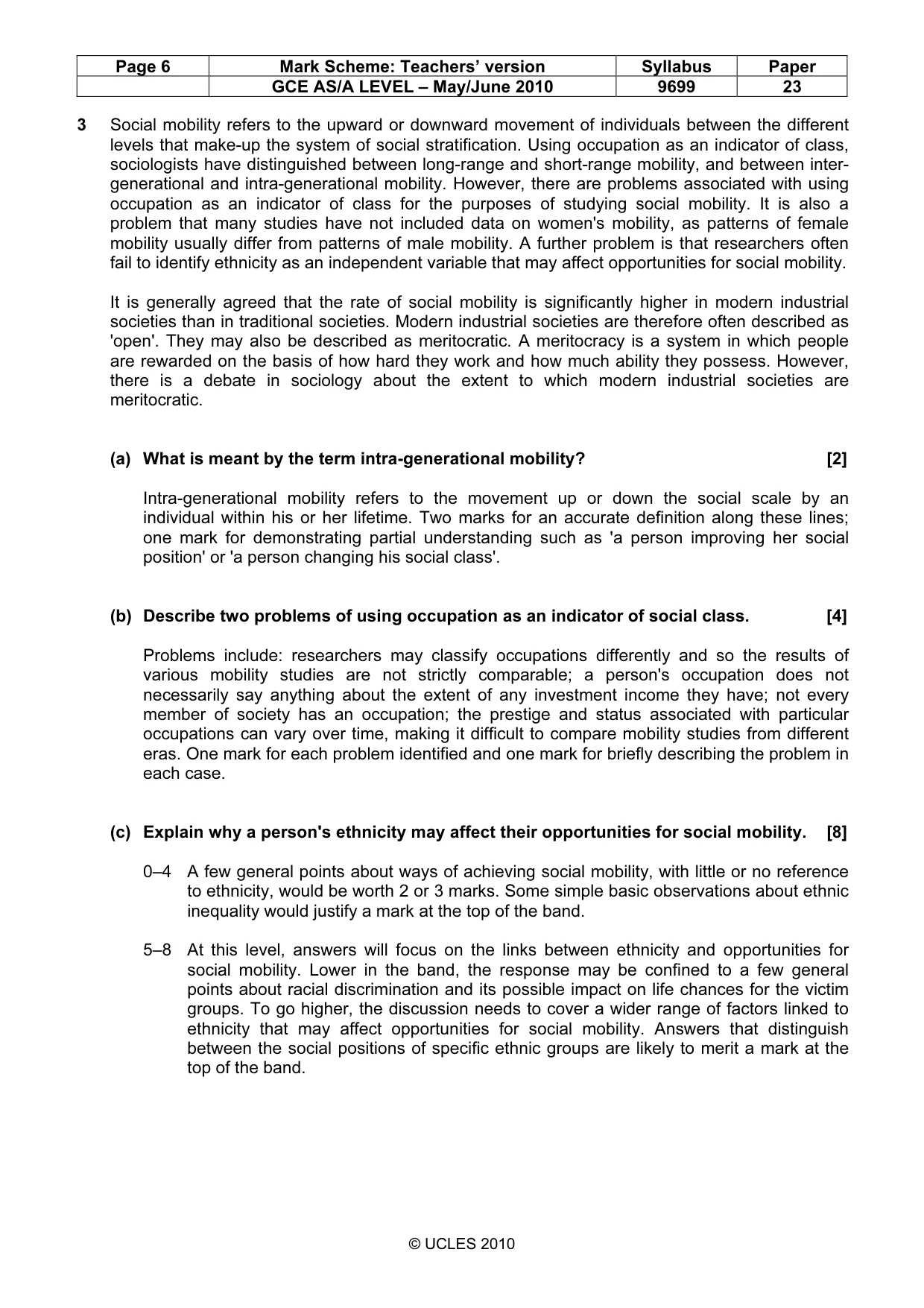 Mark scheme, page 6 of 7