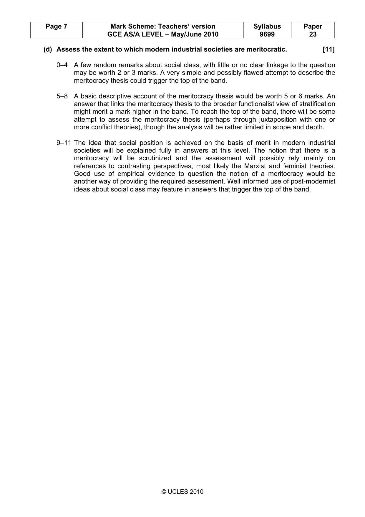 Mark scheme, page 7 of 7