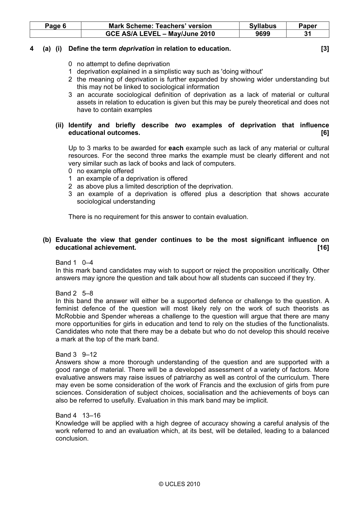 Mark scheme, page 6 of 14