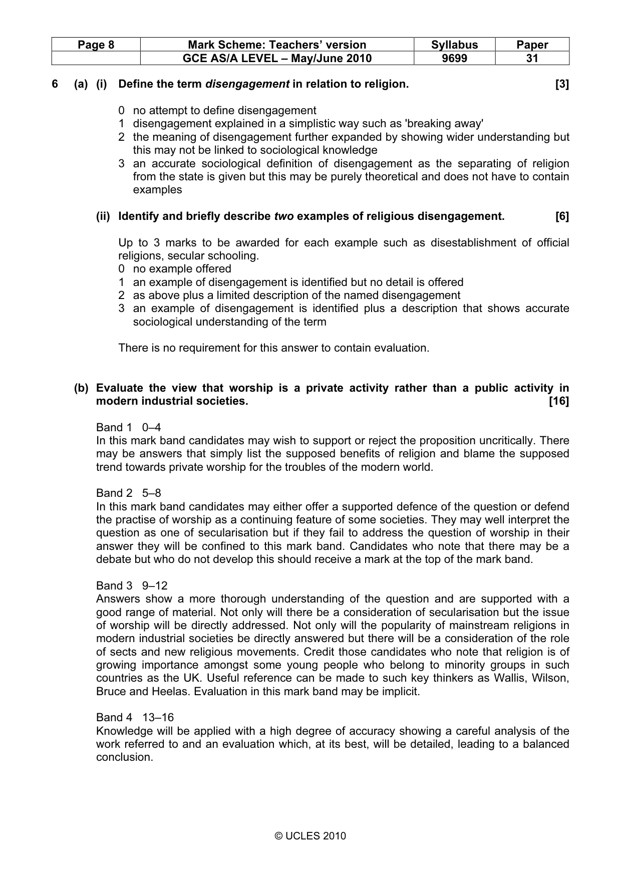 Mark scheme, page 8 of 14