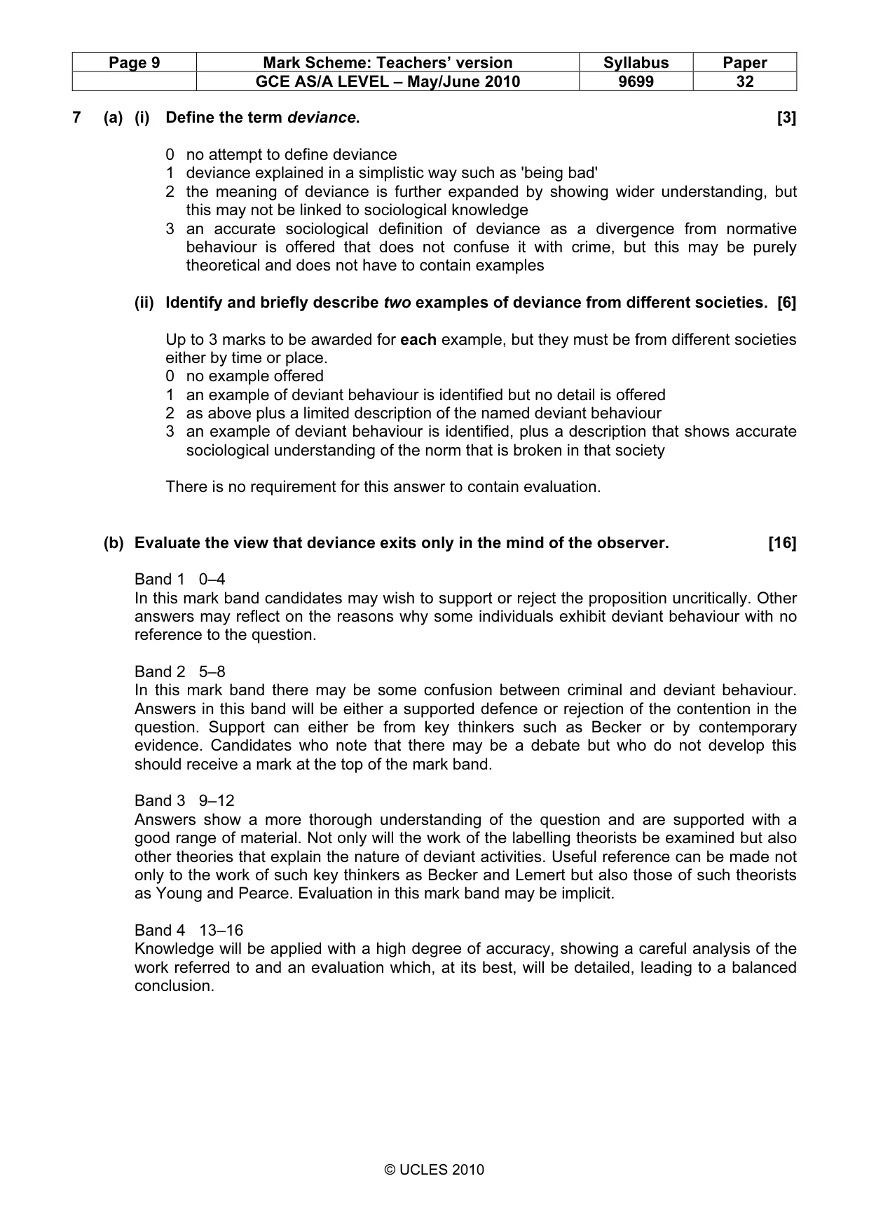 Mark scheme, page 9 of 14