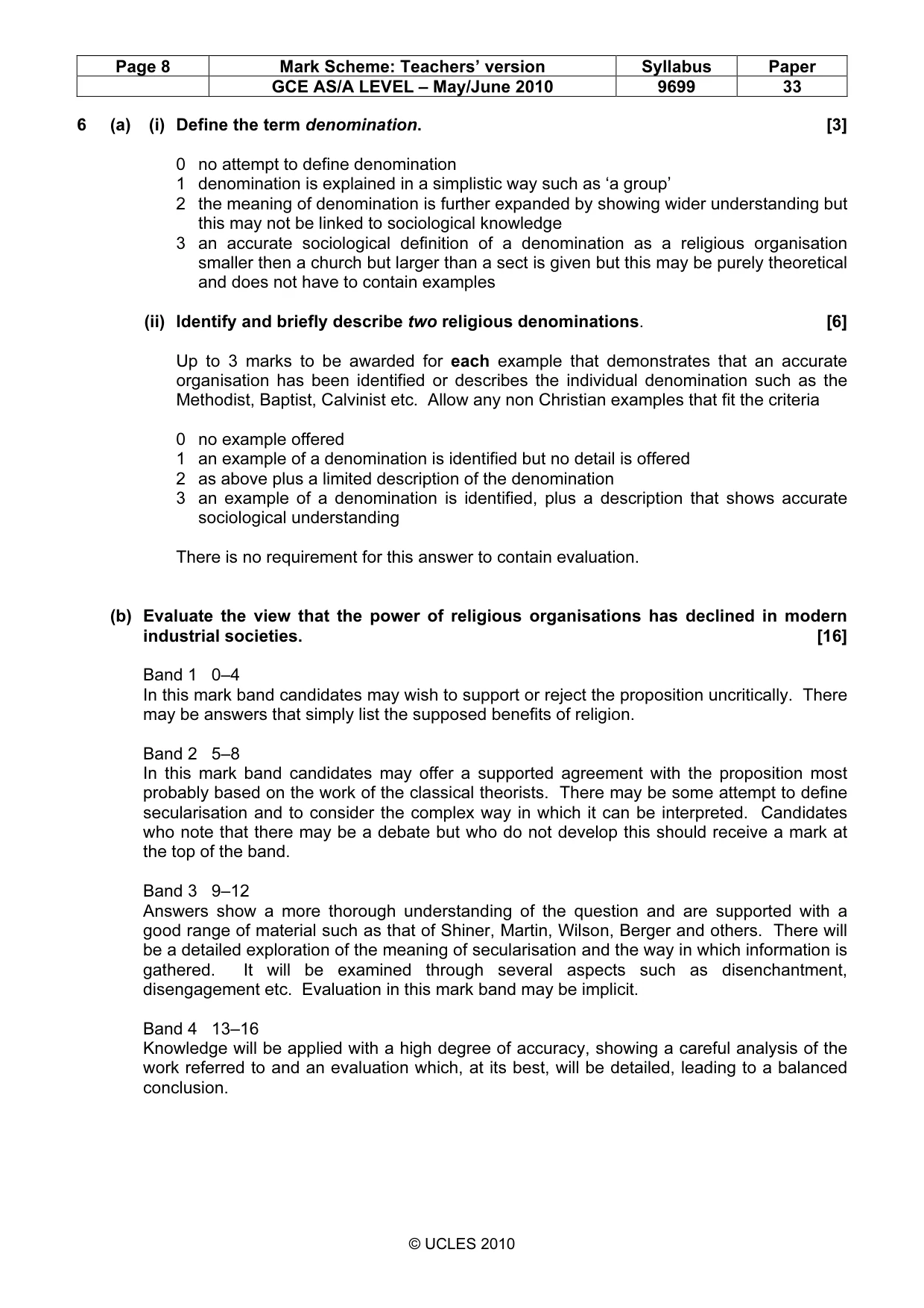 Mark scheme, page 8 of 14
