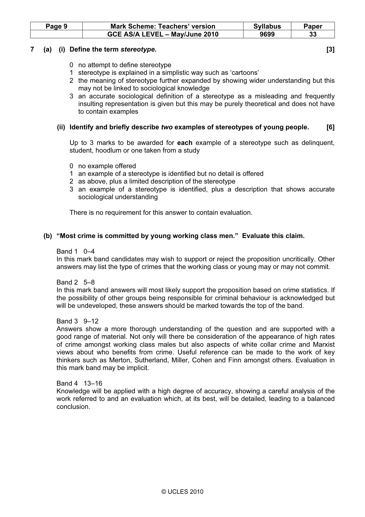 Mark scheme, page 9 of 14