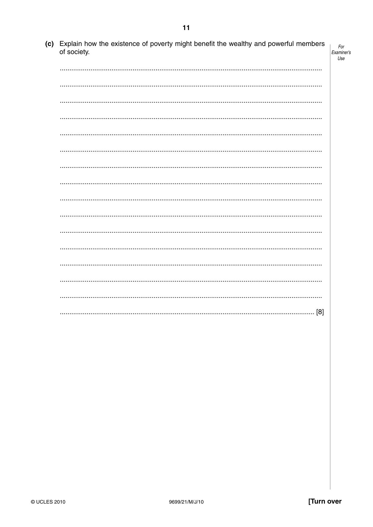 Cambridge A Level Sociology 9699 2010 May/June Paper 2 · Variant 1 question paper, page 11 of 12