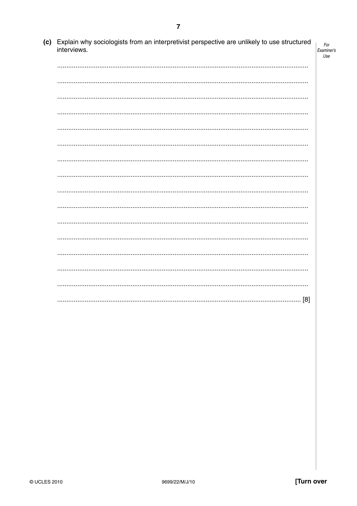 Cambridge A Level Sociology 9699 2010 May/June Paper 2 · Variant 2 question paper, page 7 of 12