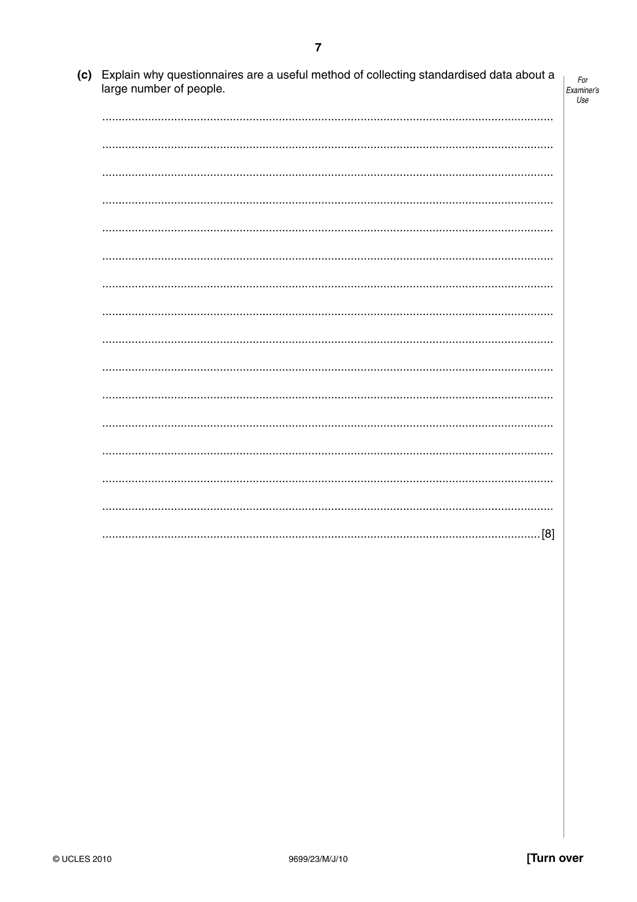 Cambridge A Level Sociology 9699 2010 May/June Paper 2 · Variant 3 question paper, page 7 of 12