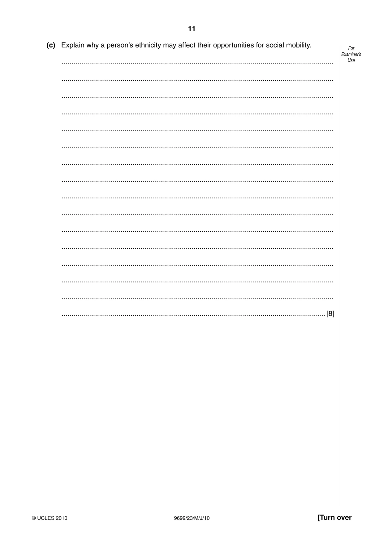 Cambridge A Level Sociology 9699 2010 May/June Paper 2 · Variant 3 question paper, page 11 of 12