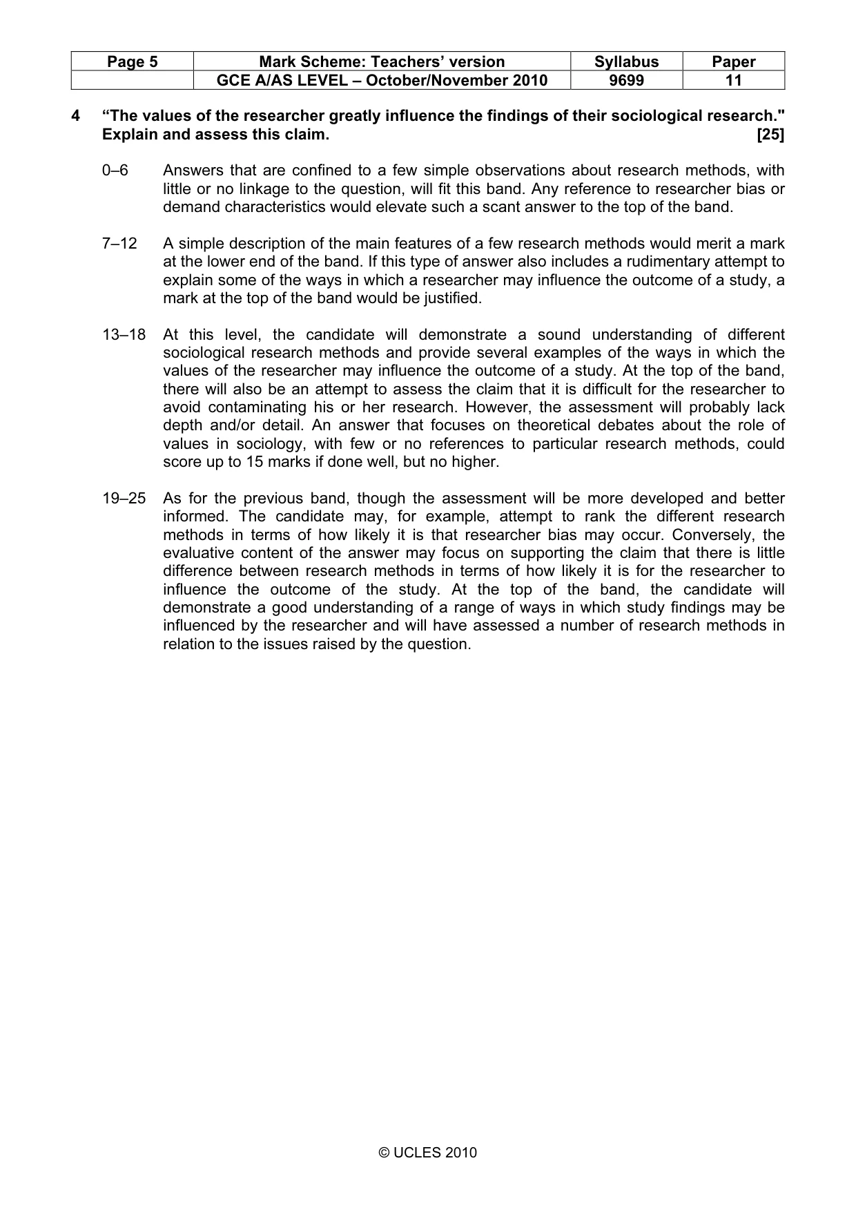 Mark scheme, page 5 of 7