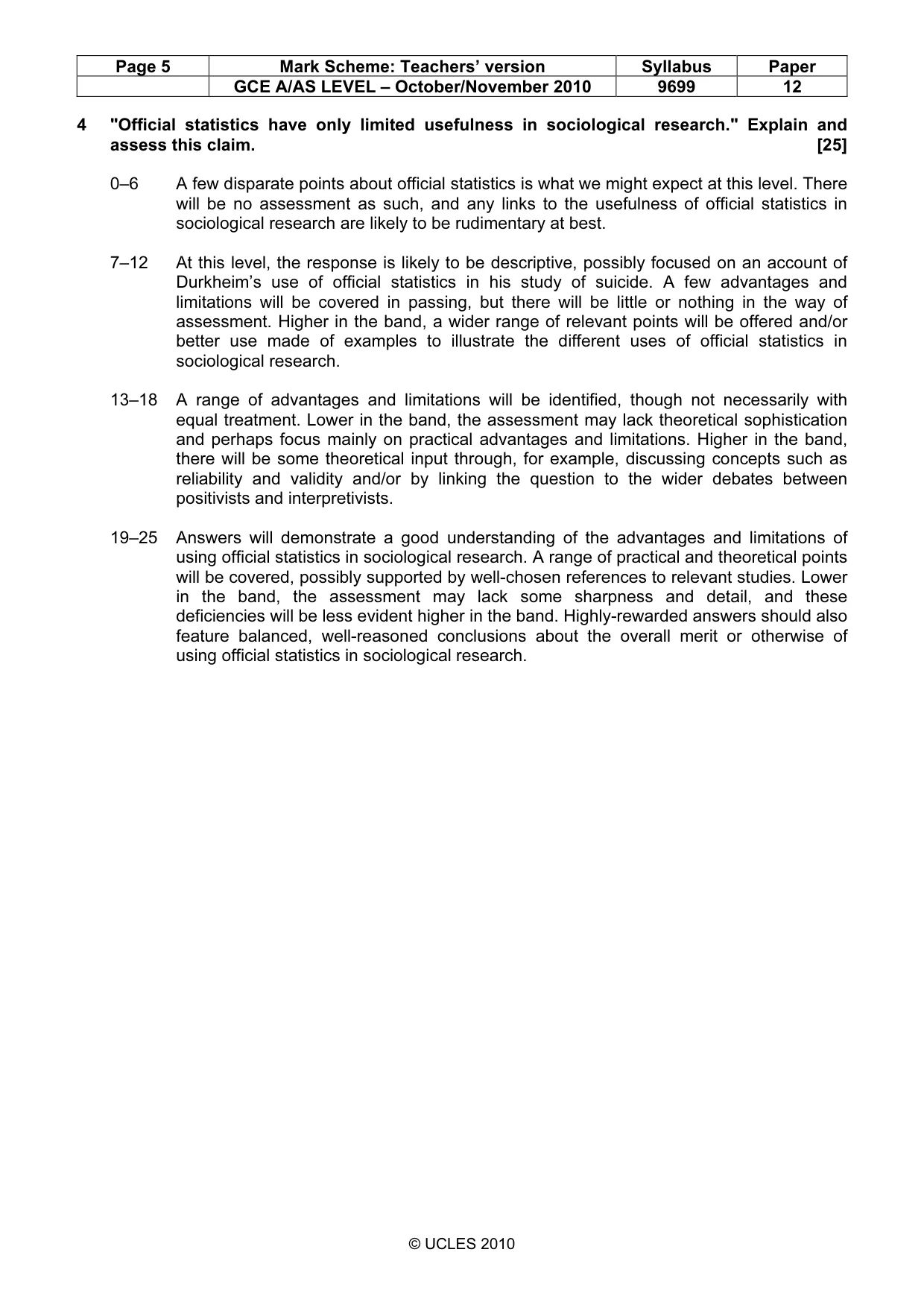 Mark scheme, page 5 of 7