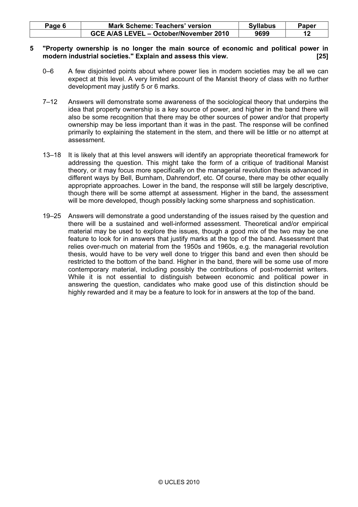 Mark scheme, page 6 of 7