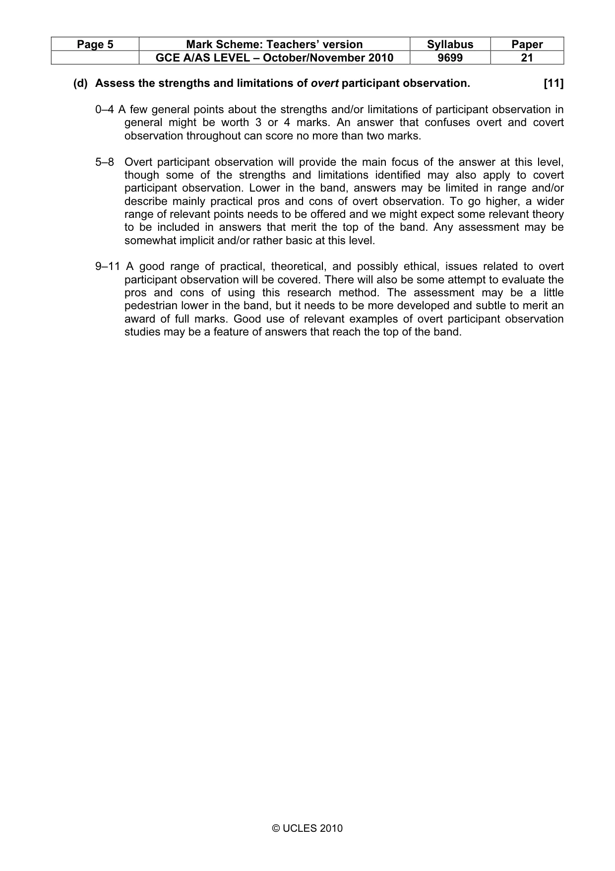 Mark scheme, page 5 of 7