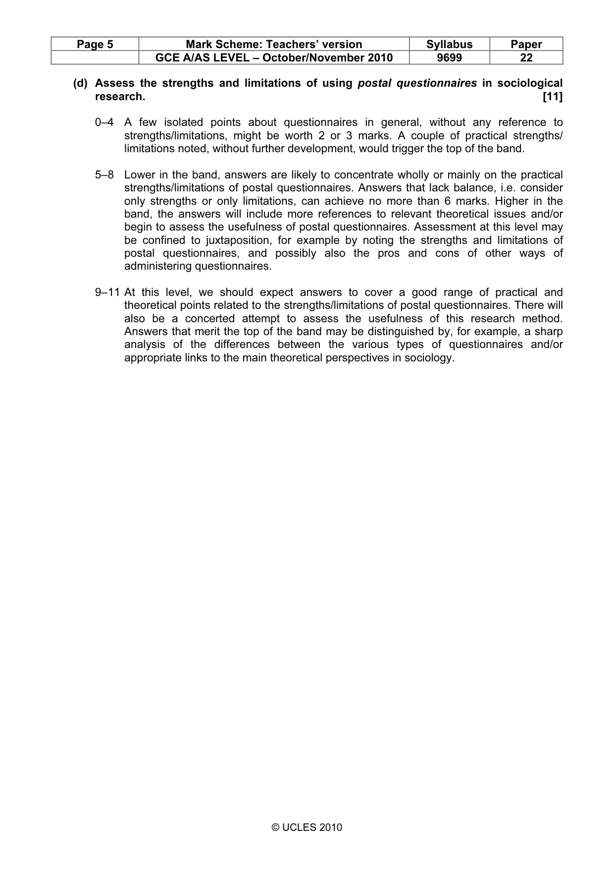 Mark scheme, page 5 of 7