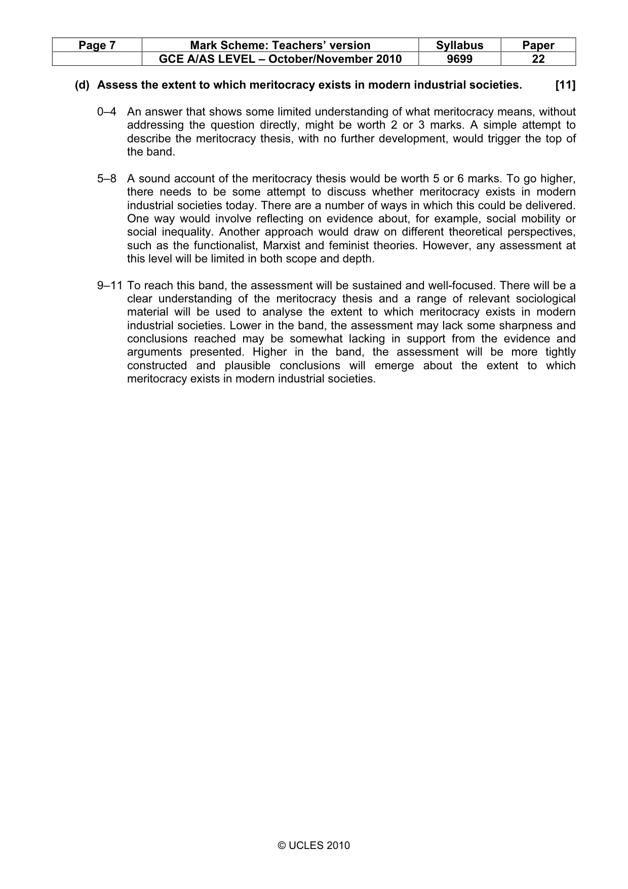 Mark scheme, page 7 of 7