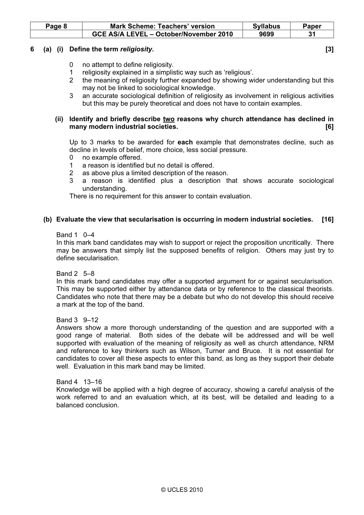 Mark scheme, page 8 of 14