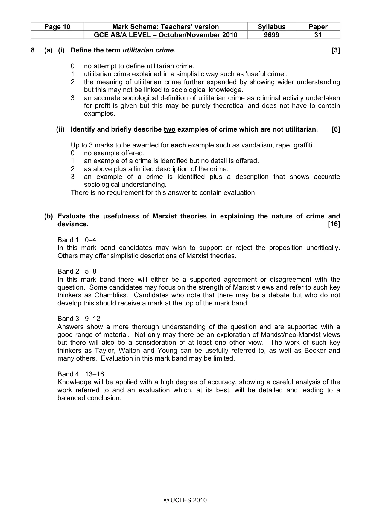 Mark scheme, page 10 of 14