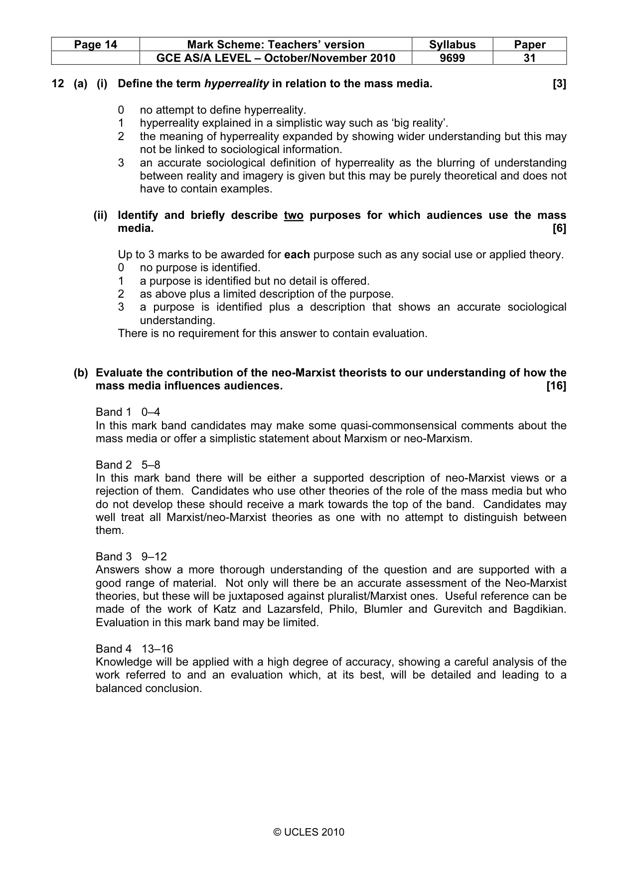Mark scheme, page 14 of 14