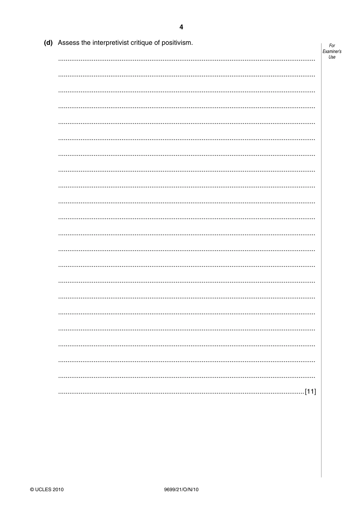Cambridge A Level Sociology 9699 2010 Oct/Nov Paper 2 · Variant 1 question paper, page 4 of 12