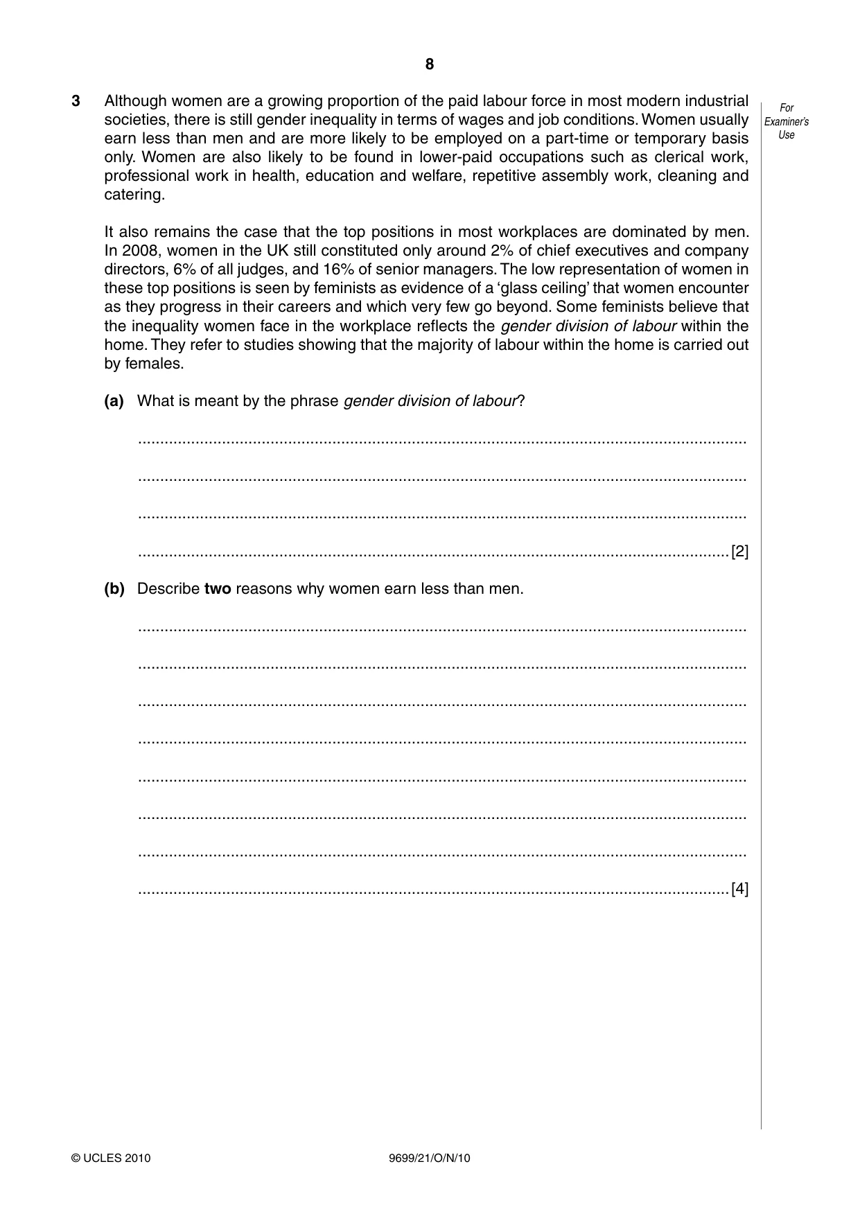Cambridge A Level Sociology 9699 2010 Oct/Nov Paper 2 · Variant 1 question paper, page 8 of 12