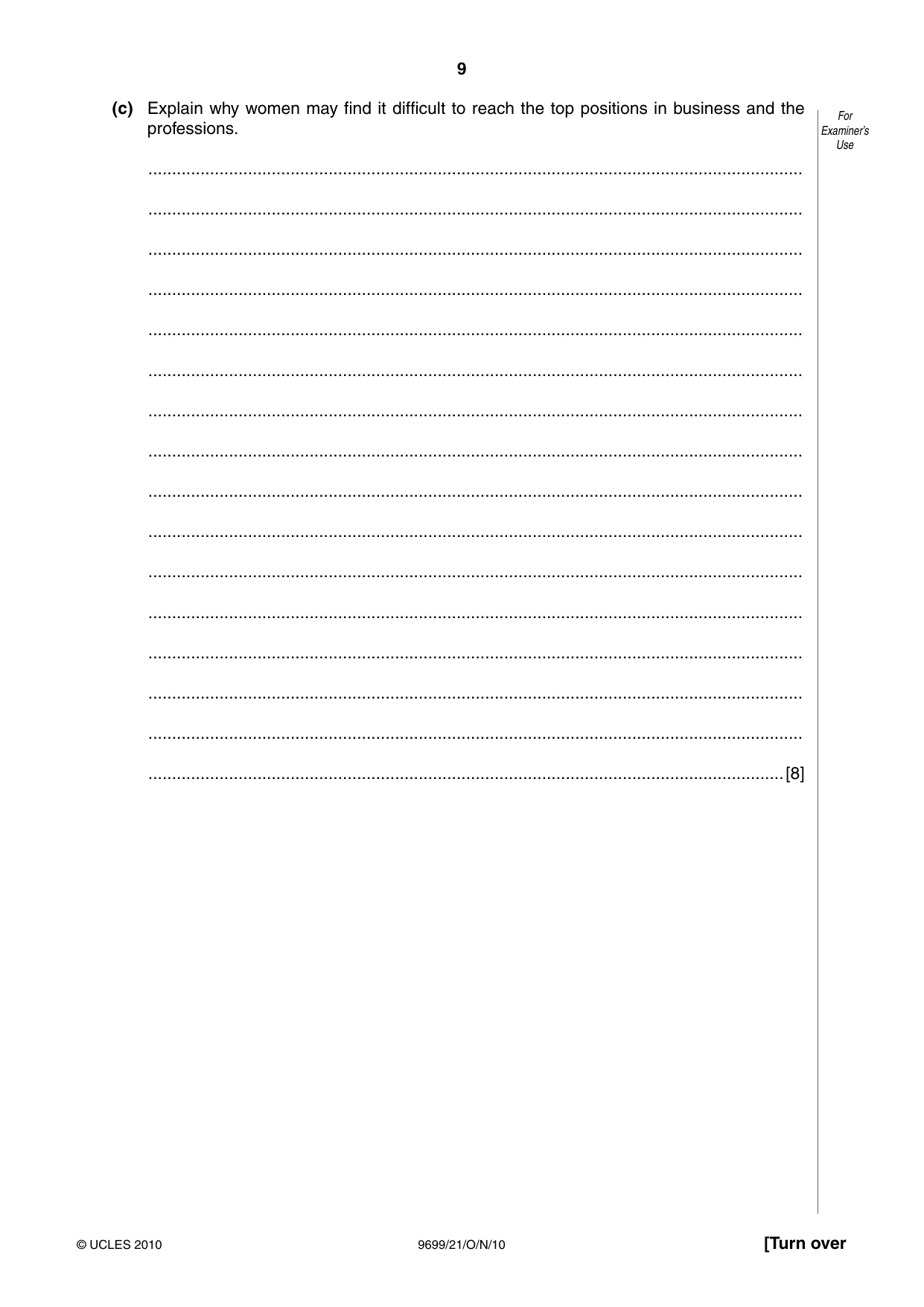 Cambridge A Level Sociology 9699 2010 Oct/Nov Paper 2 · Variant 1 question paper, page 9 of 12