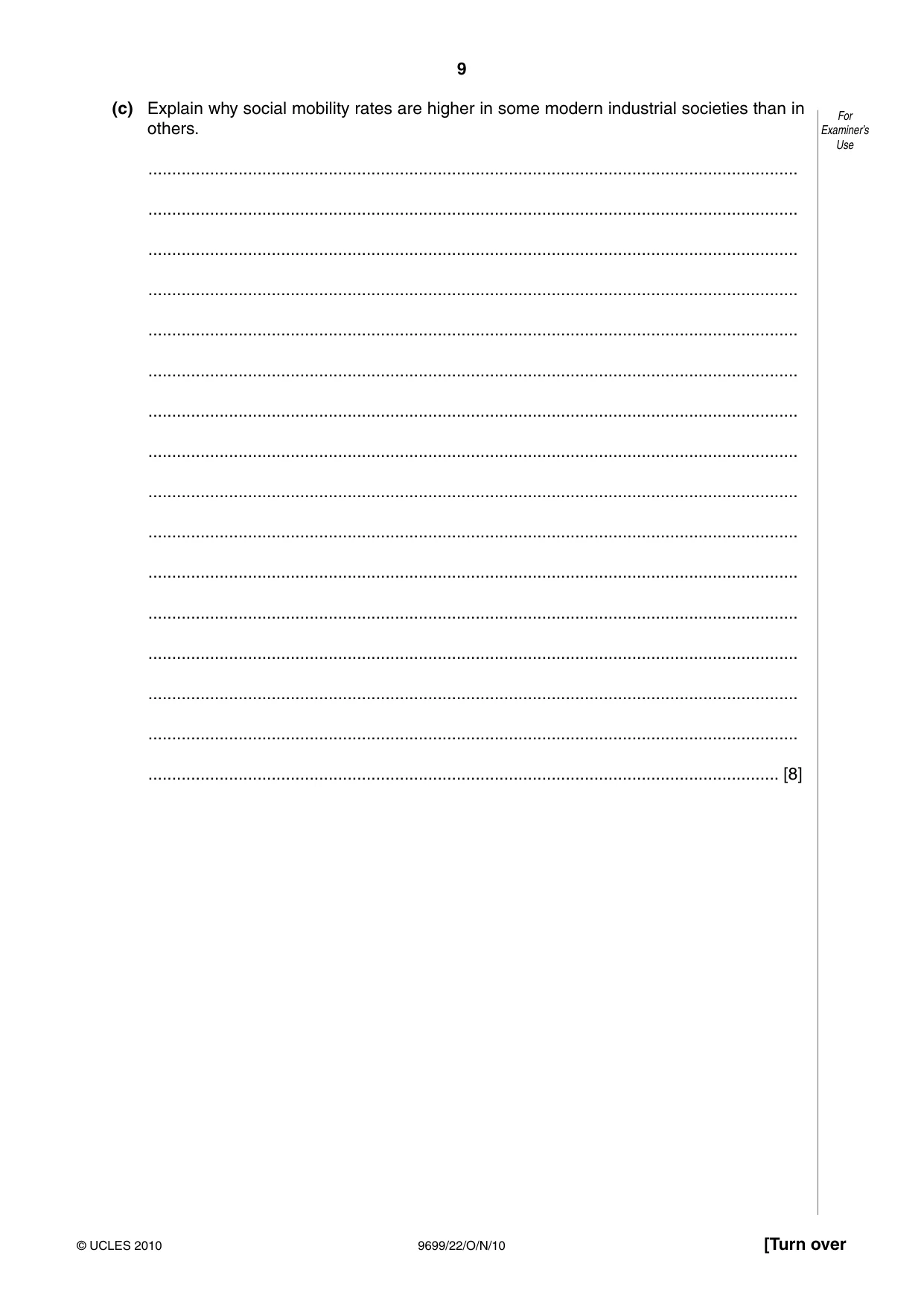 Cambridge A Level Sociology 9699 2010 Oct/Nov Paper 2 · Variant 2 question paper, page 9 of 12